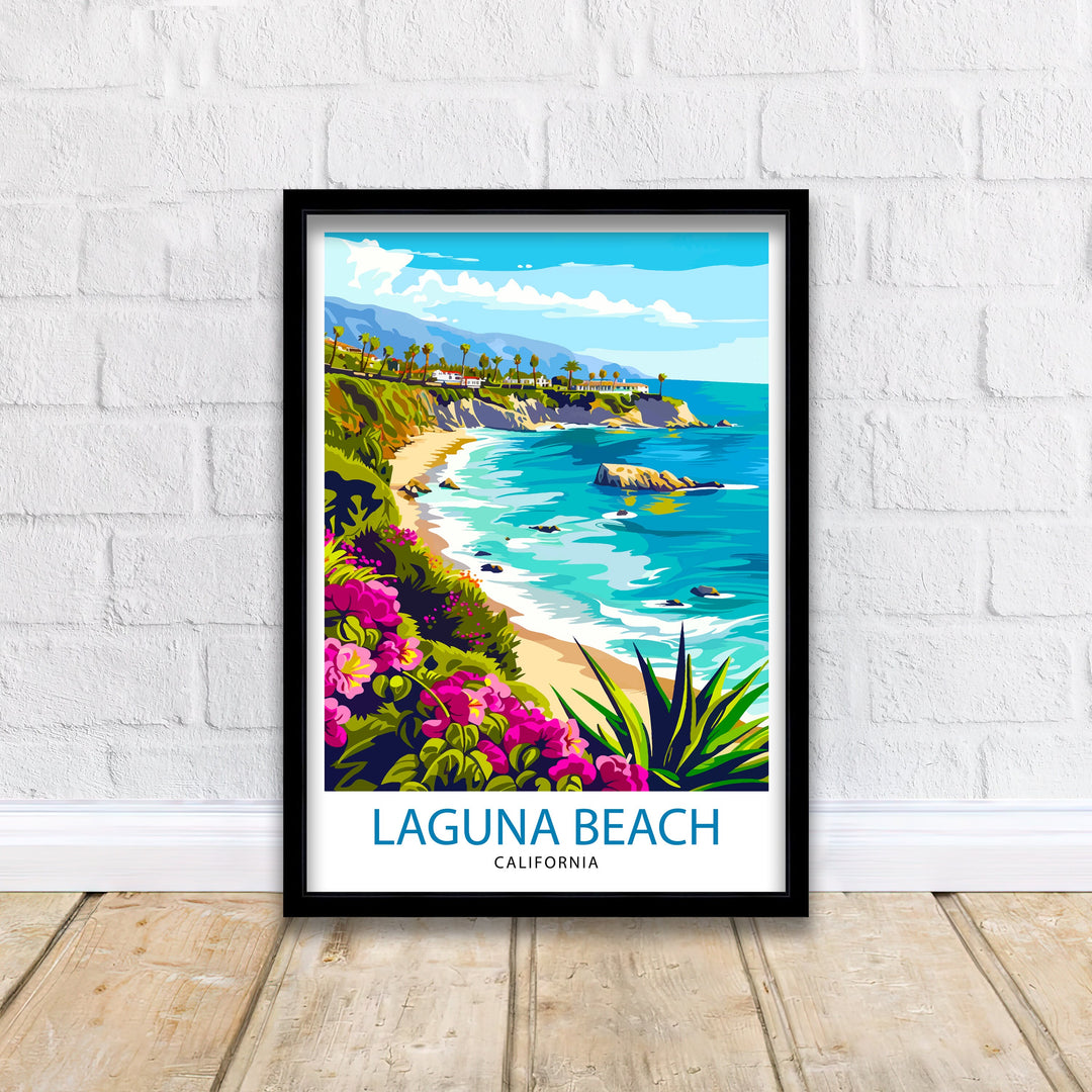 Laguna Beach California Travel Print| Laguna Beach Wall Decor Laguna Beach Home Living Decor Laguna Beach Illustration Travel Poster Gift