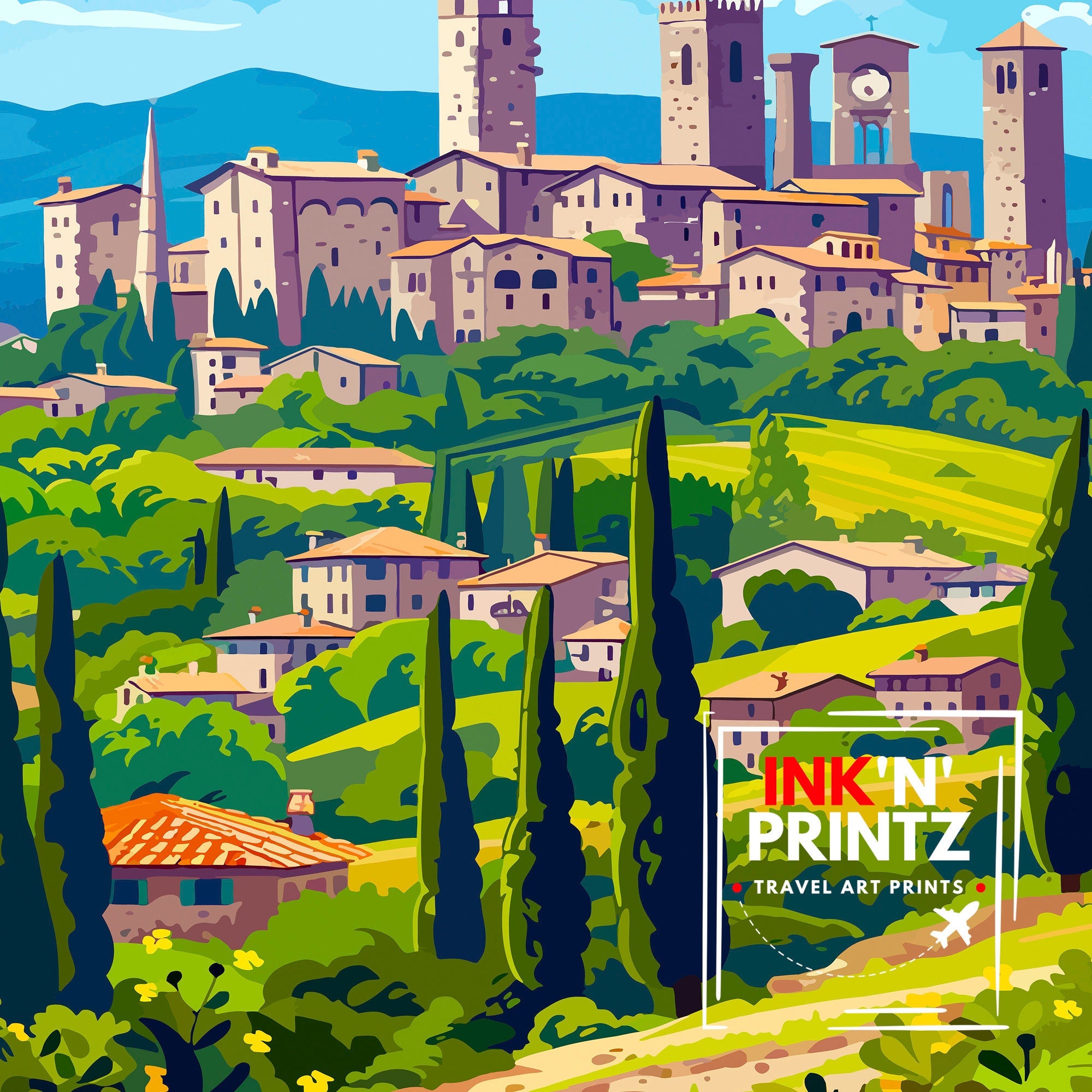 San Gimignano Italy Travel Print Wall Decor Wall Art San Gimignano Wall Hanging Home Décor San Gimignano Gift Art Lovers Italy Art Lover
