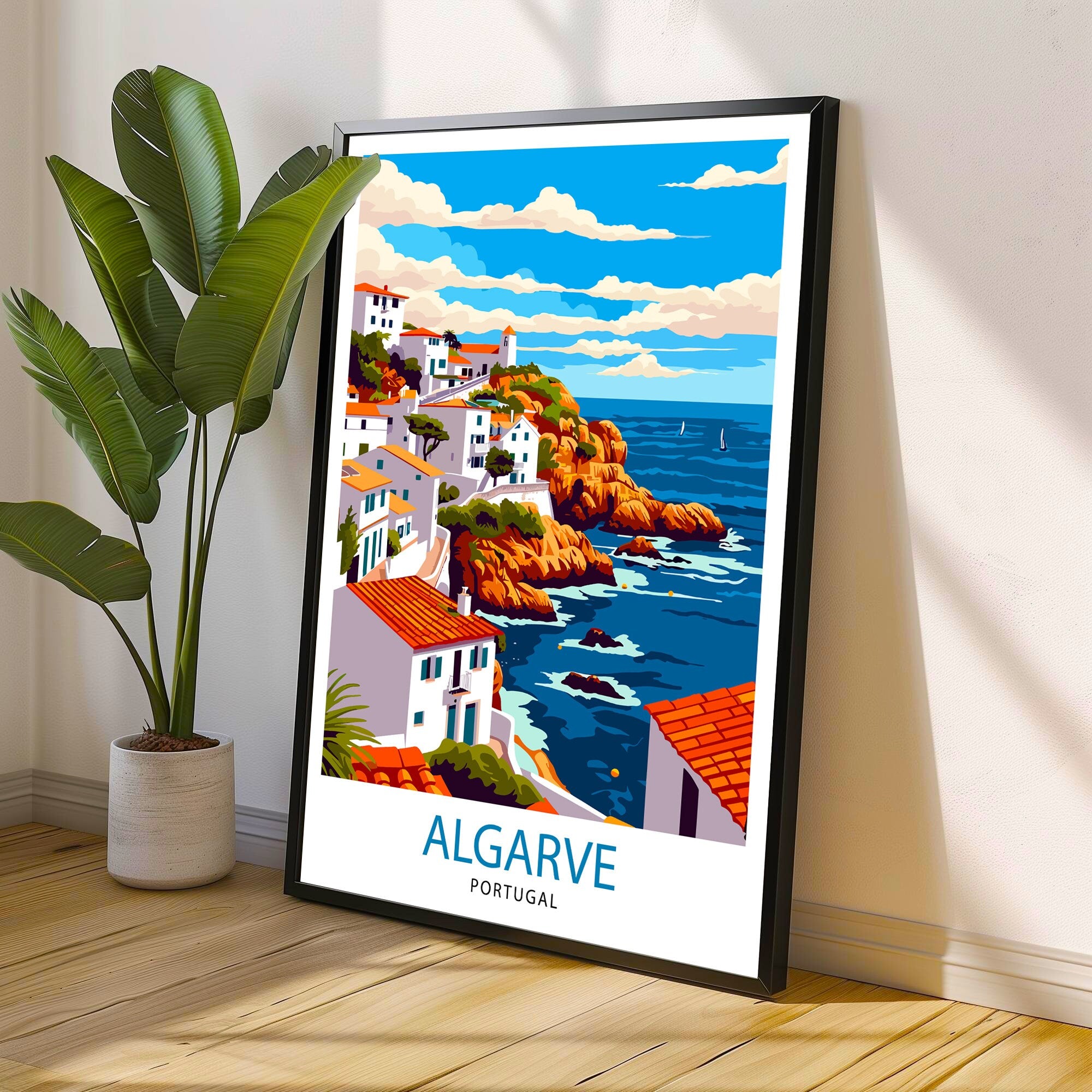 Algarve Portugal Travel Print Algarve Wall Decor Algarve Poster Portugal Travel Prints Algarve Art Print Algarve Illustration Algarve Wall