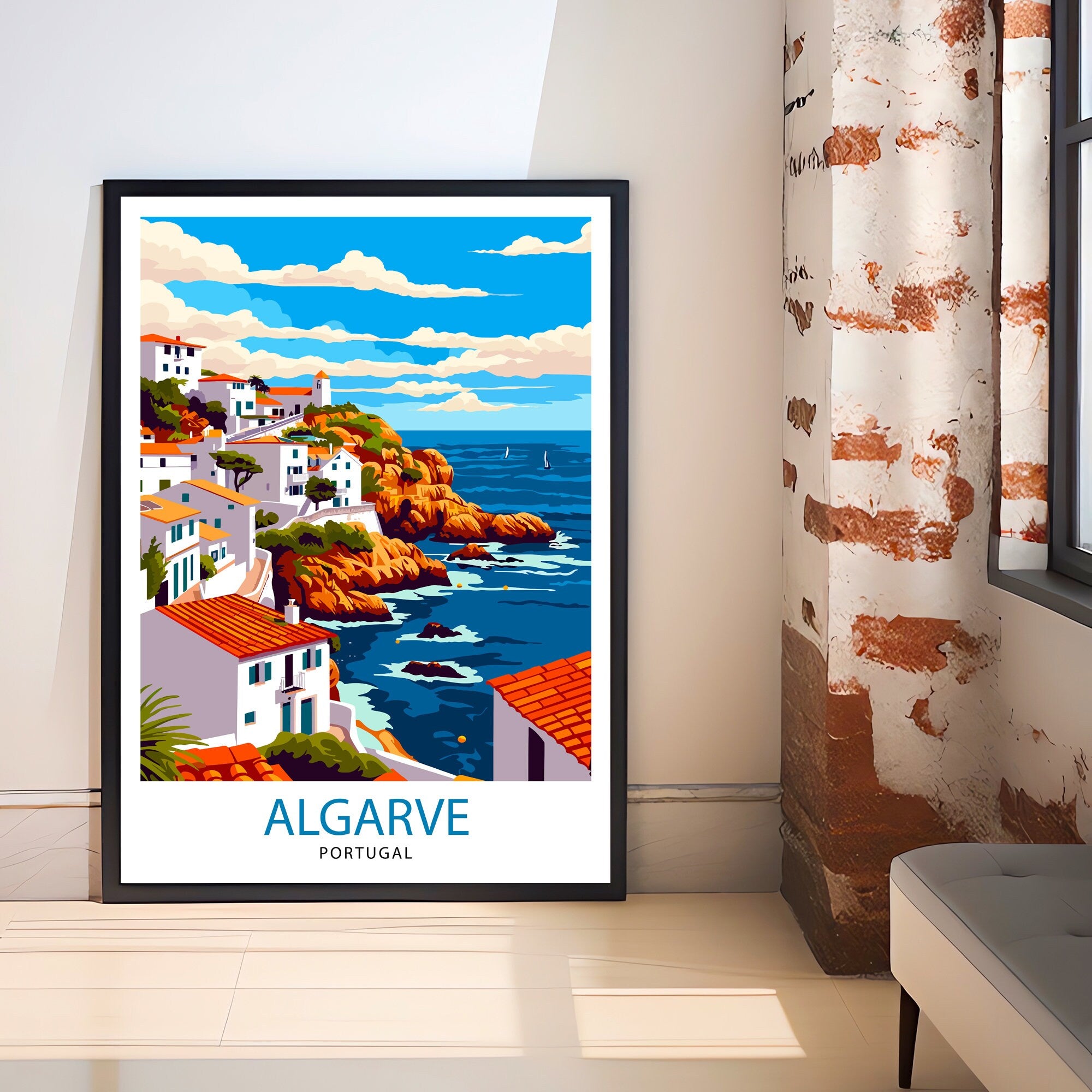 Algarve Portugal Travel Print Algarve Wall Decor Algarve Poster Portugal Travel Prints Algarve Art Print Algarve Illustration Algarve Wall