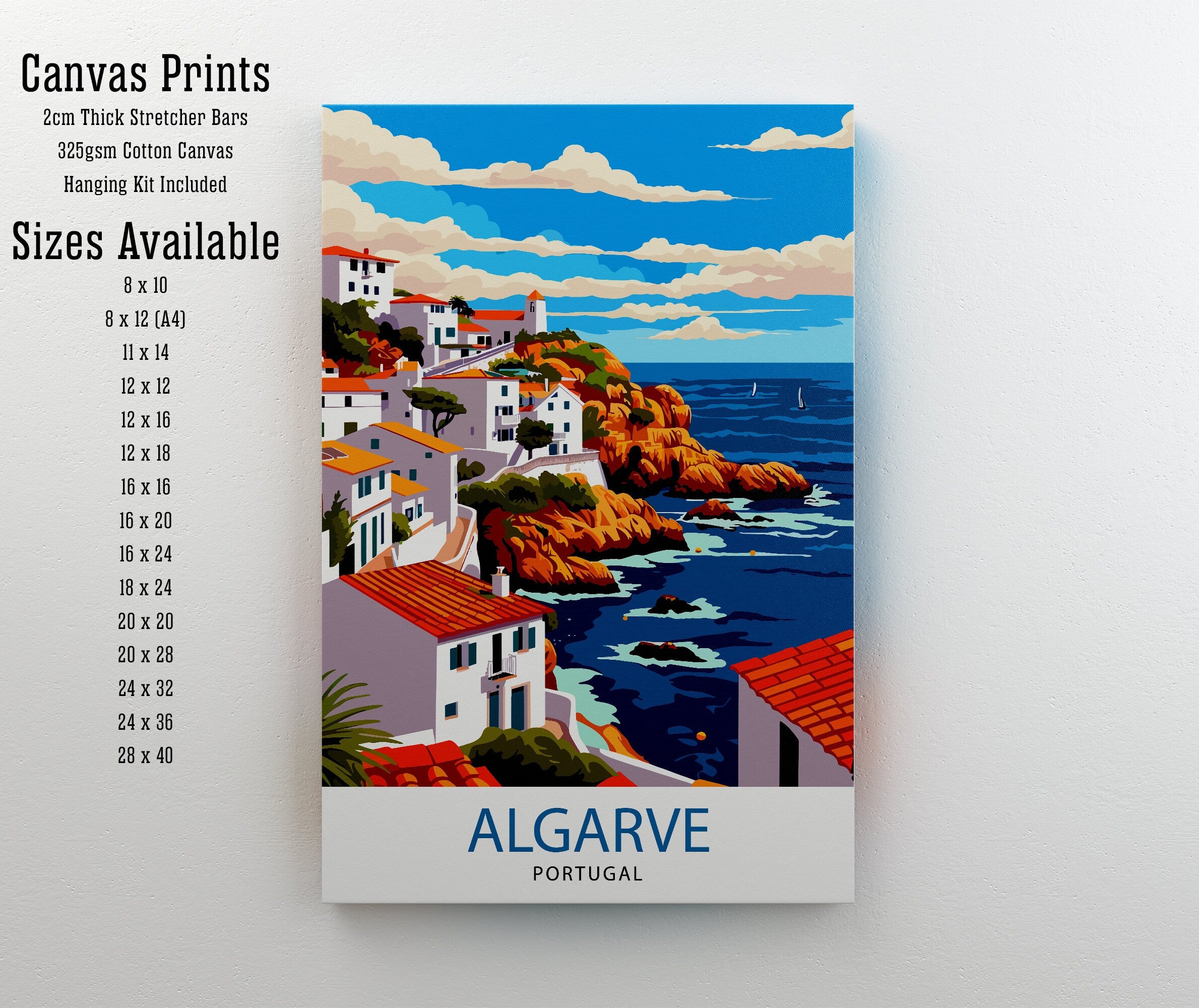 Algarve Portugal Travel Print Algarve Wall Decor Algarve Poster Portugal Travel Prints Algarve Art Print Algarve Illustration Algarve Wall