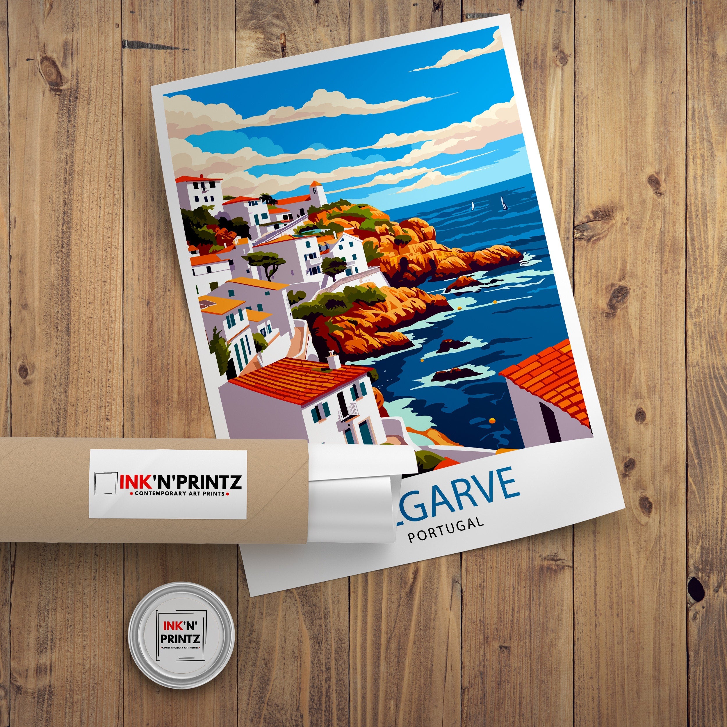 Algarve Portugal Travel Print Algarve Wall Decor Algarve Poster Portugal Travel Prints Algarve Art Print Algarve Illustration Algarve Wall