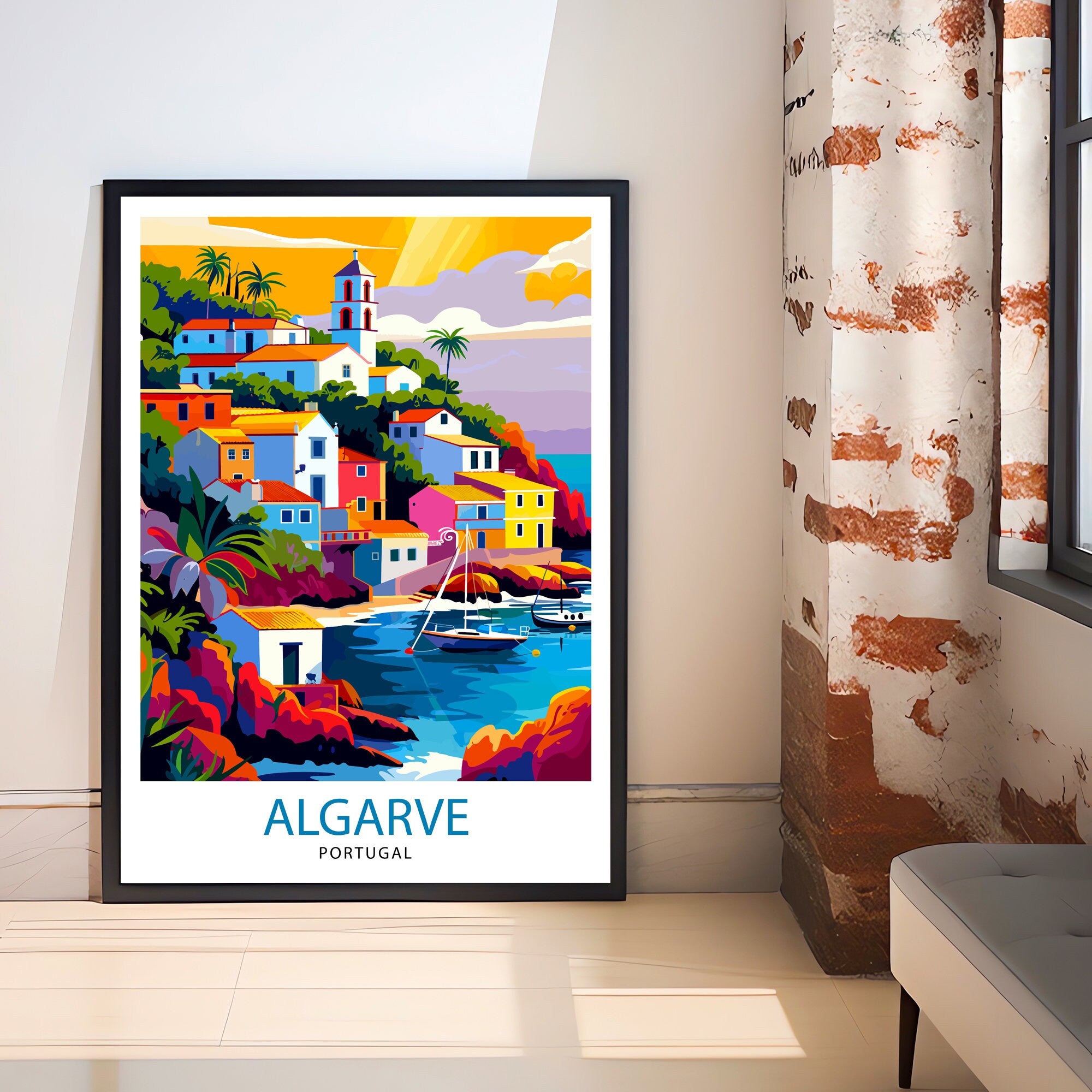 Algarve Portugal Travel Print Algarve Wall Decor Algarve Poster Portugal Travel Prints Algarve Art Print Algarve Illustration Algarve Wall