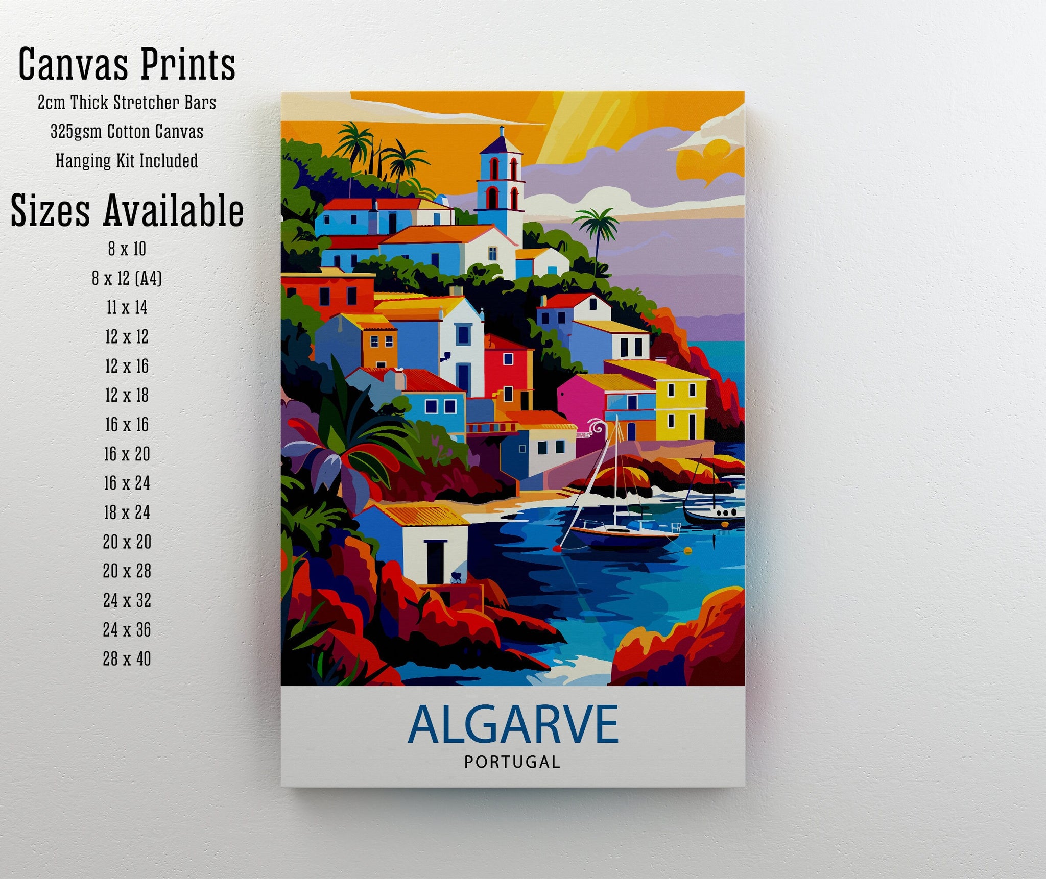 Algarve Portugal Travel Print Algarve Wall Decor Algarve Poster Portugal Travel Prints Algarve Art Print Algarve Illustration Algarve Wall