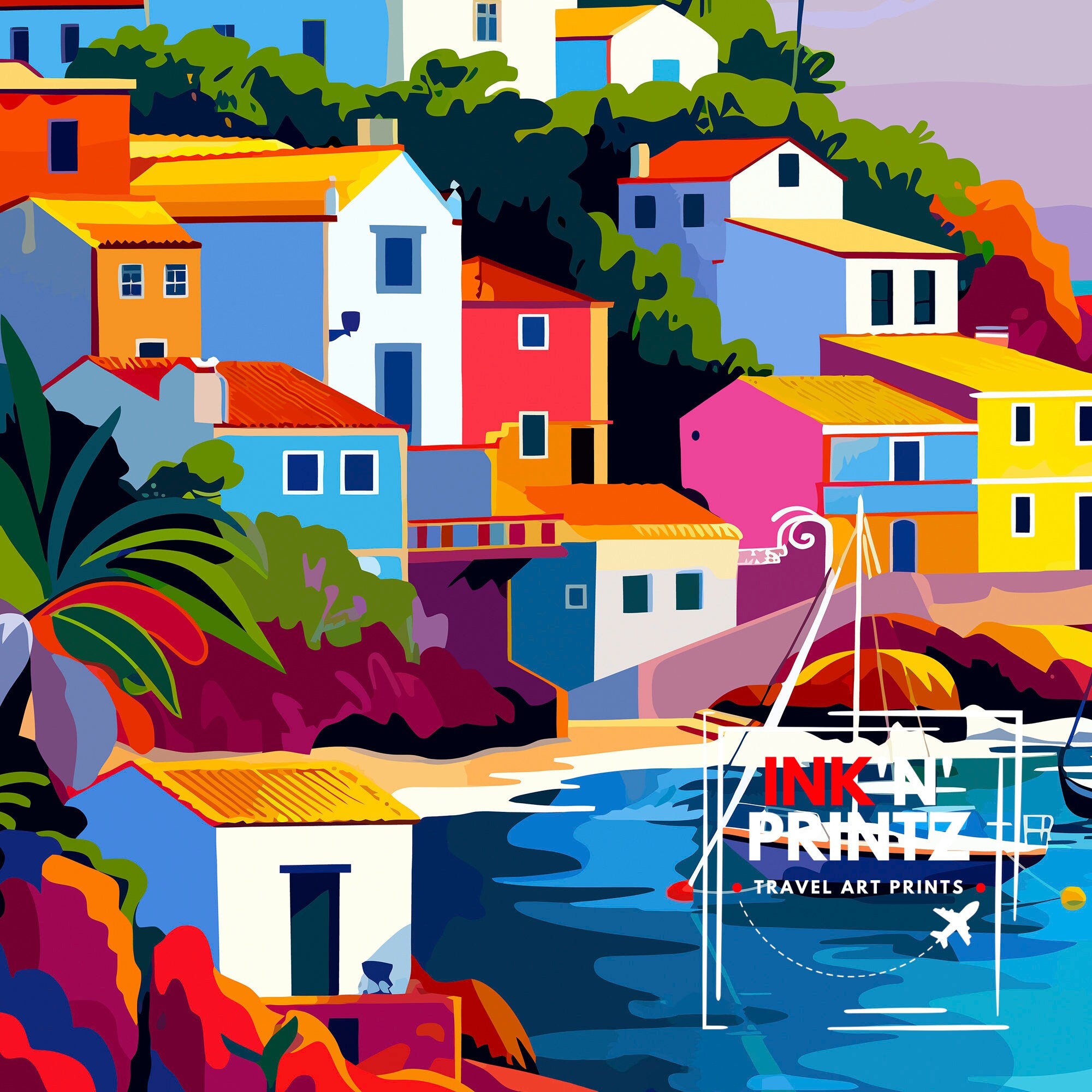 Algarve Portugal Travel Print Algarve Wall Decor Algarve Poster Portugal Travel Prints Algarve Art Print Algarve Illustration Algarve Wall