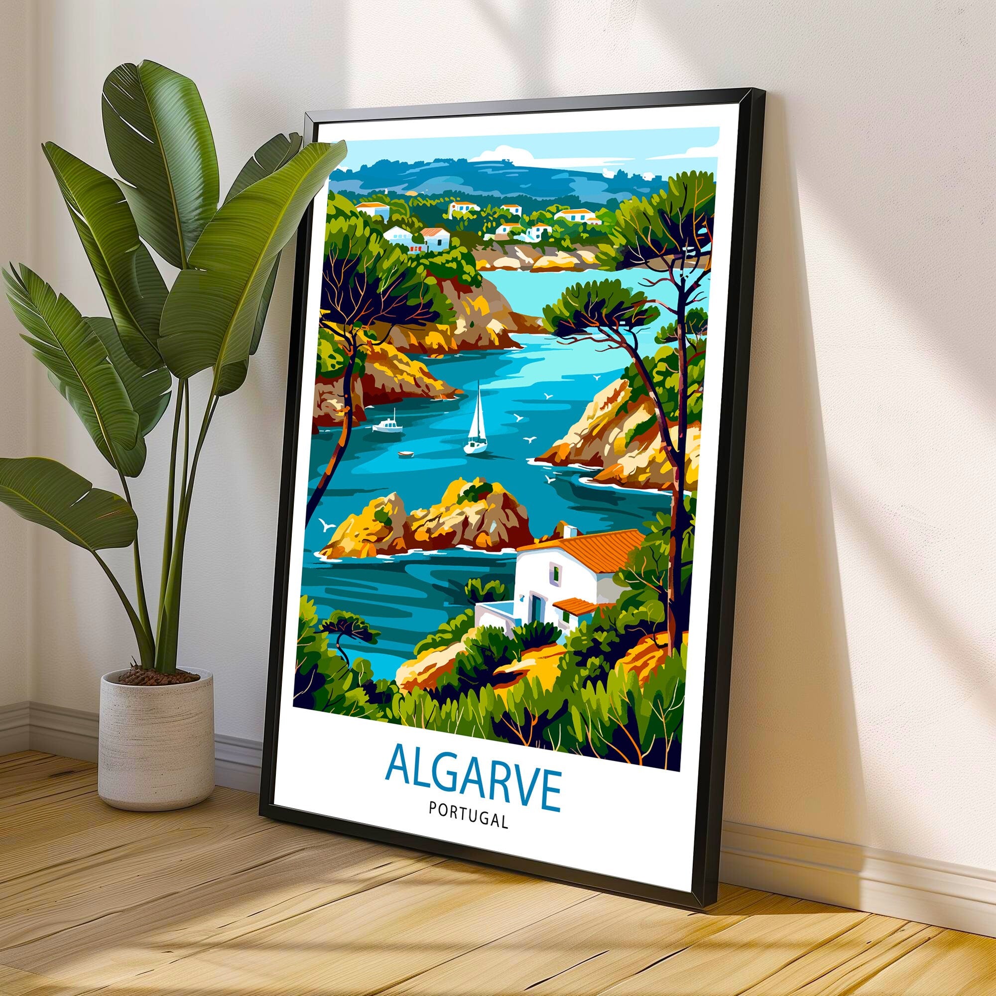 Algarve Portugal Travel Print Algarve Wall Decor Algarve Poster Portugal Travel Prints Algarve Art Print Algarve Illustration Algarve Wall