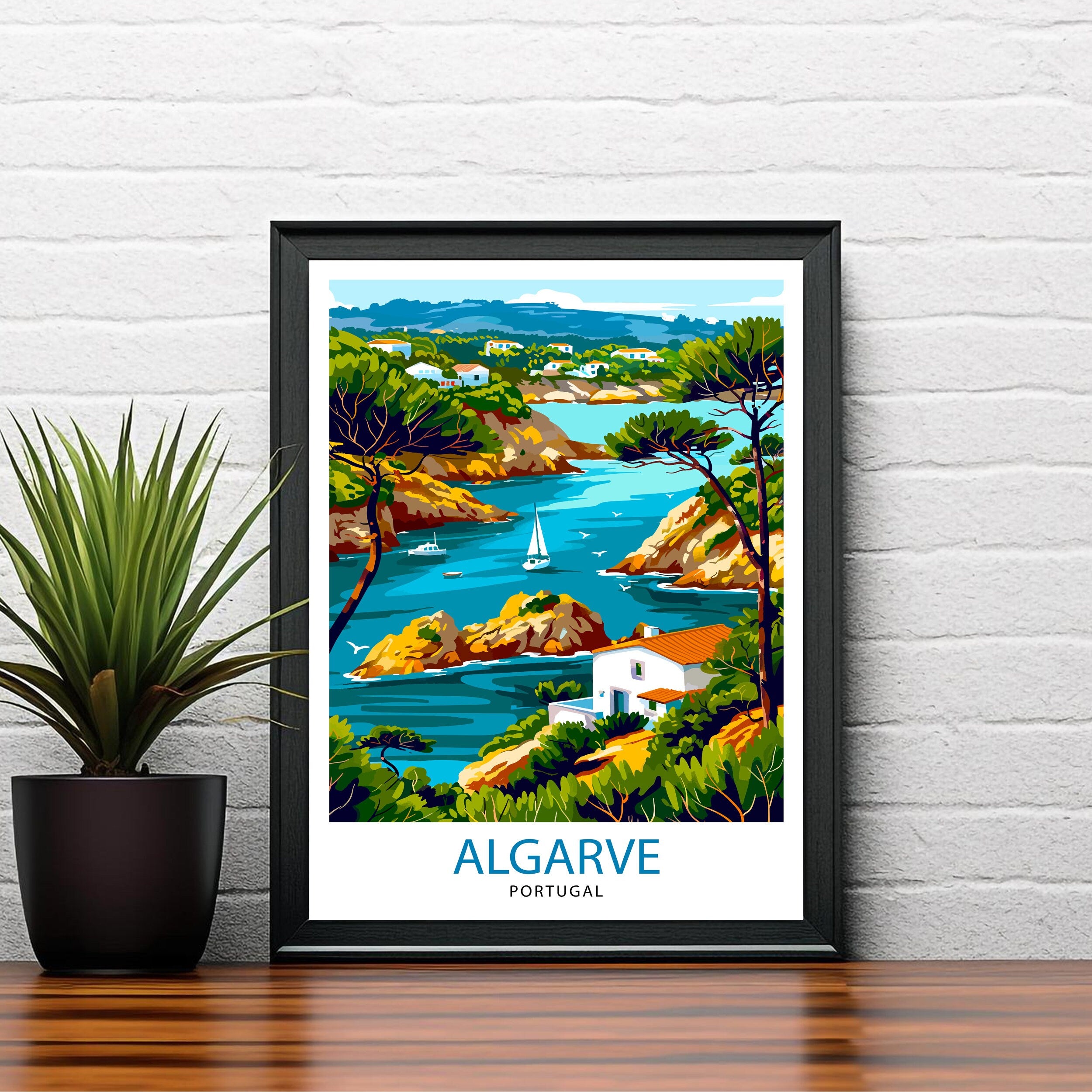 Algarve Portugal Travel Print Algarve Wall Decor Algarve Poster Portugal Travel Prints Algarve Art Print Algarve Illustration Algarve Wall