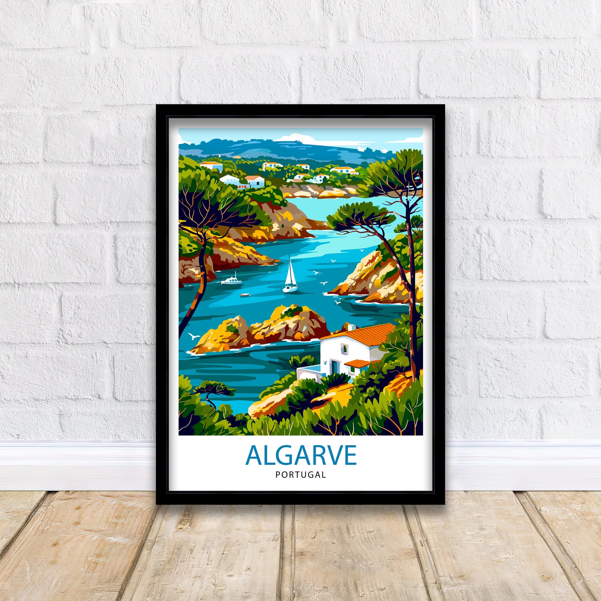 Algarve Portugal Travel Print Algarve Wall Decor Algarve Poster Portugal Travel Prints Algarve Art Print Algarve Illustration Algarve Wall