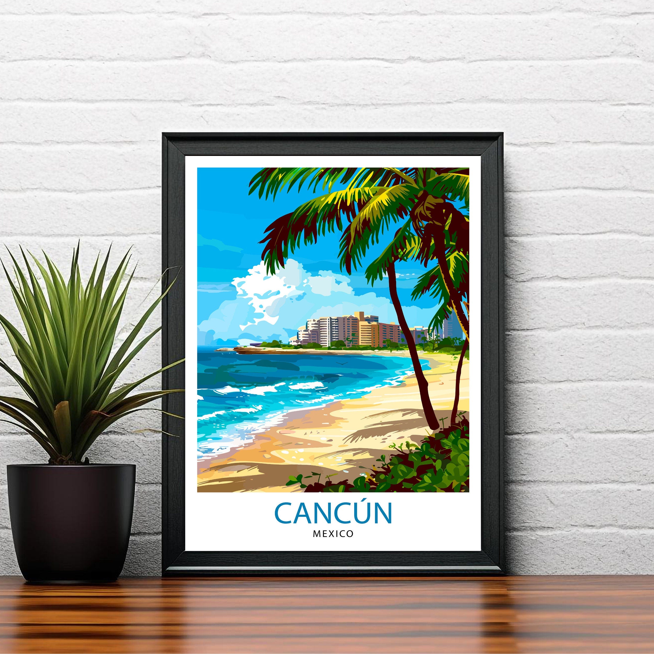 Cancun Mexico Travel Print Cancun Wall Decor Cancun Home Living Decor Cancun Illustration Travel Poster Gift for Cancun Mexico Home Decor
