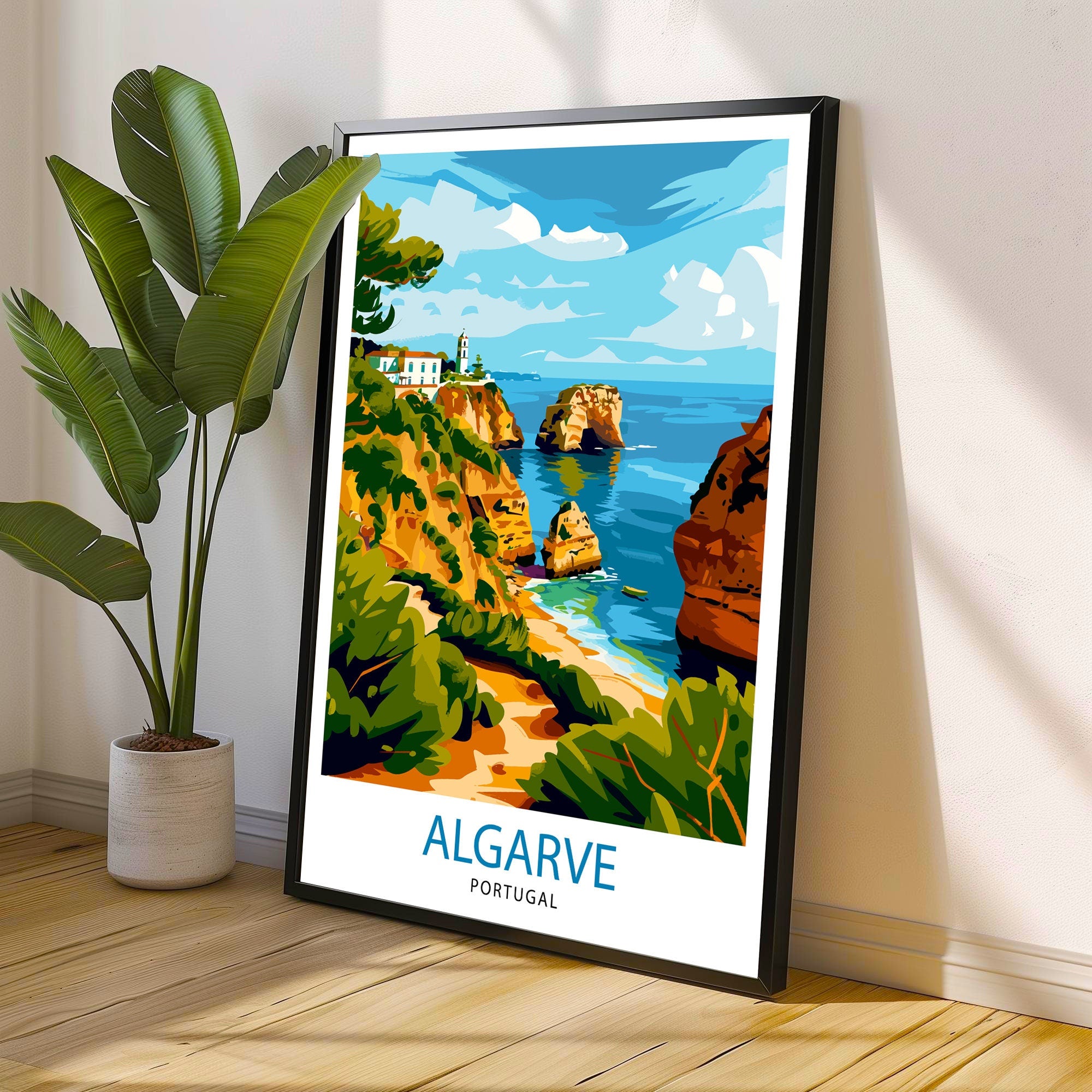 Algarve Portugal Travel Print Algarve Wall Decor Algarve Poster Portugal Travel Prints Algarve Art Print Algarve Illustration Algarve Wall