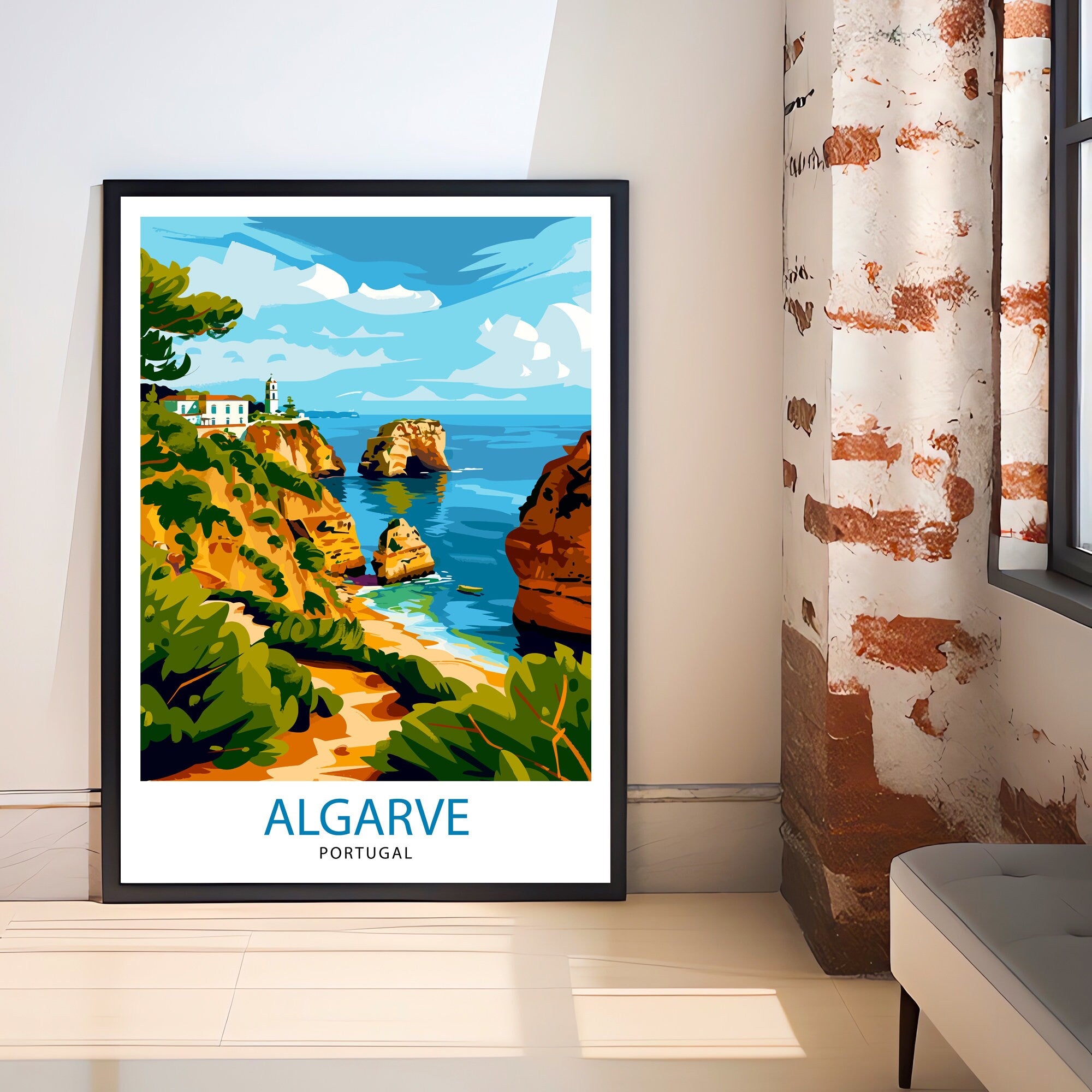 Algarve Portugal Travel Print Algarve Wall Decor Algarve Poster Portugal Travel Prints Algarve Art Print Algarve Illustration Algarve Wall