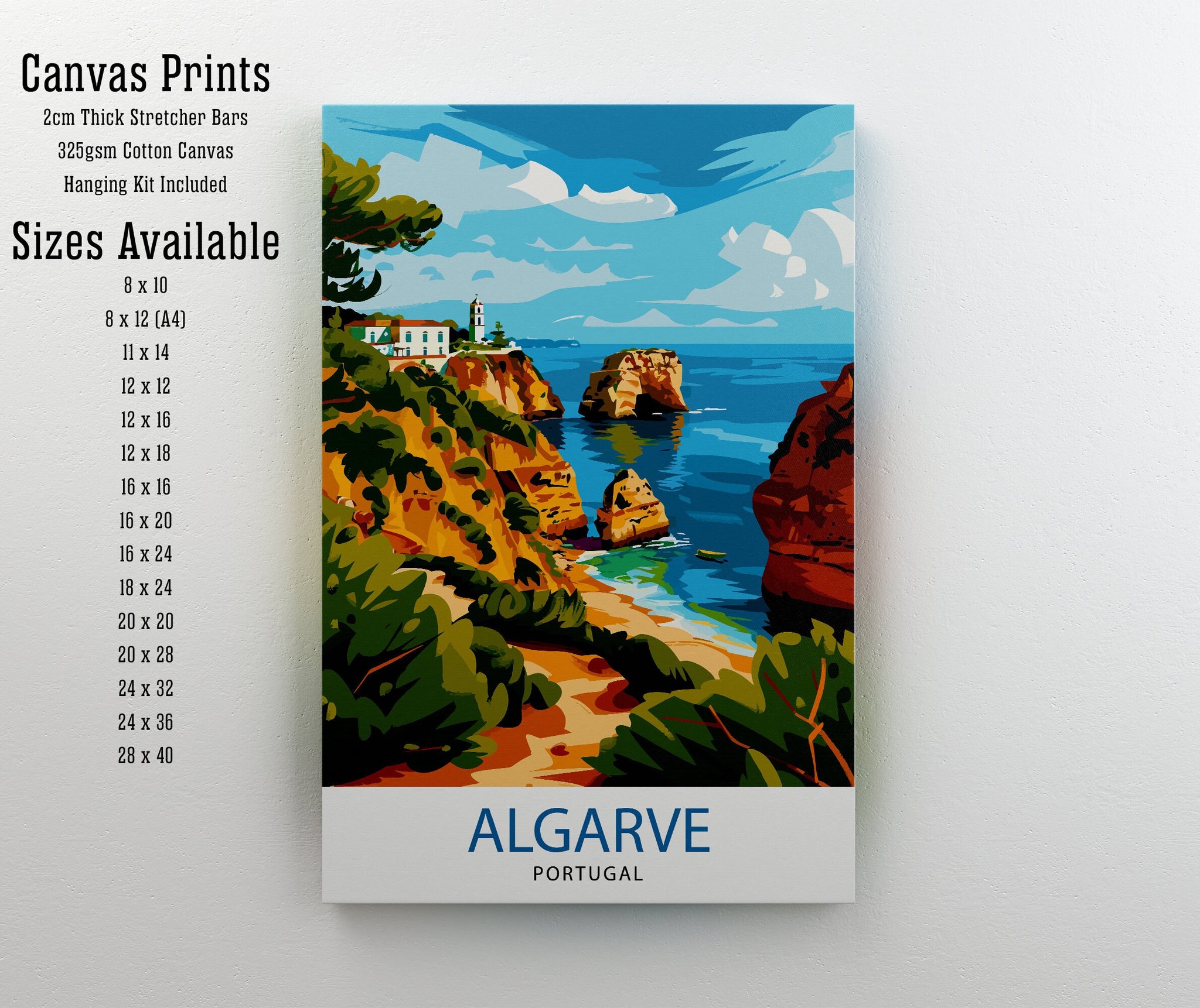 Algarve Portugal Travel Print Algarve Wall Decor Algarve Poster Portugal Travel Prints Algarve Art Print Algarve Illustration Algarve Wall