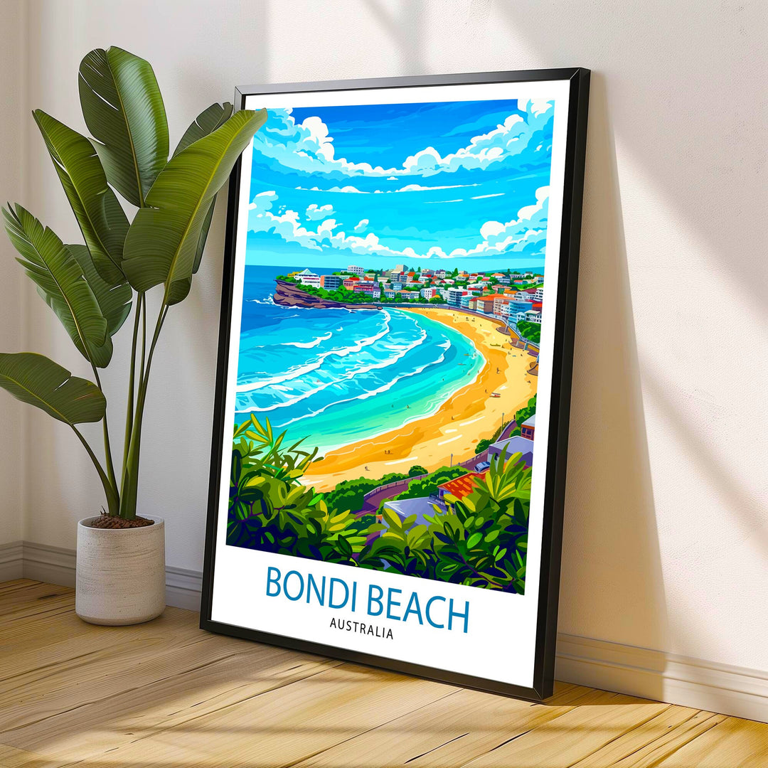 Bondi Beach Sydney Travel Print Wall Decor Wall Art Bondi Beach Wall Hanging Home Décor Bondi Beach Gift Art Lovers Australia Art Lover Gift