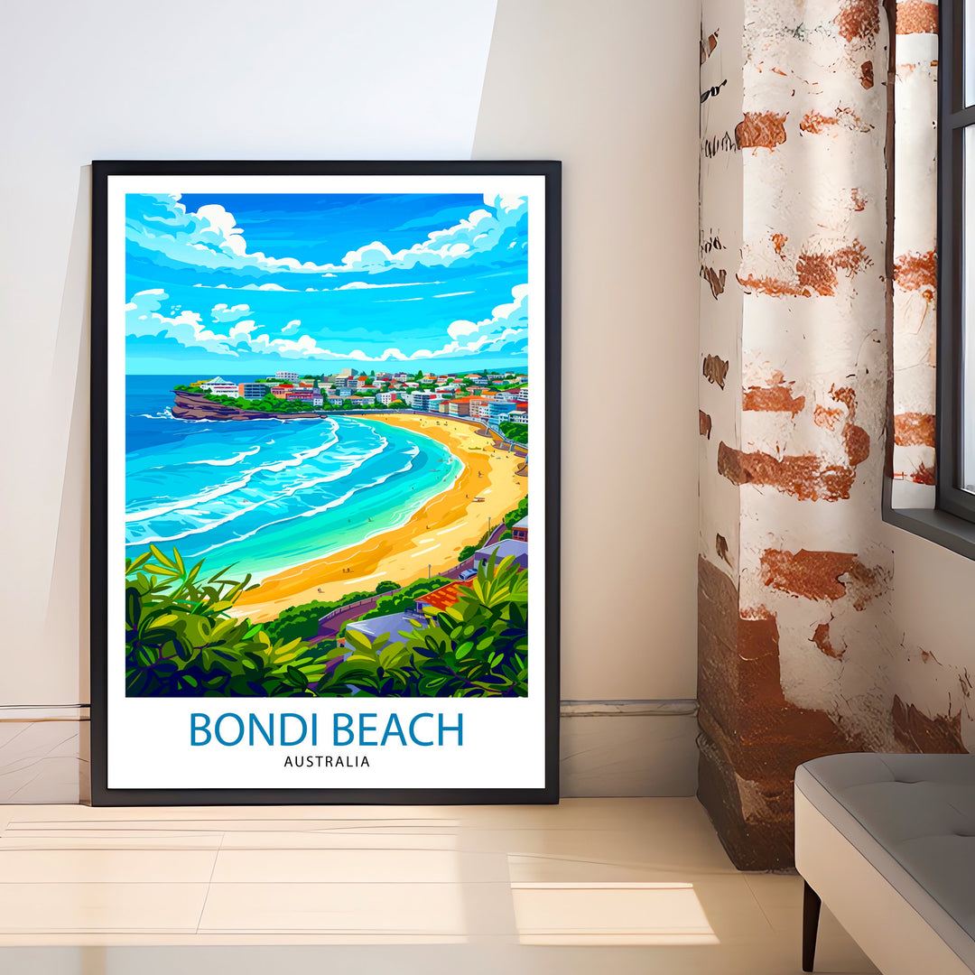 Bondi Beach Sydney Travel Print Wall Decor Wall Art Bondi Beach Wall Hanging Home Décor Bondi Beach Gift Art Lovers Australia Art Lover Gift