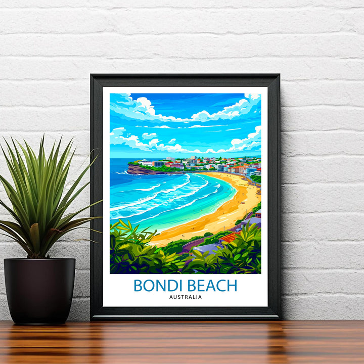 Bondi Beach Sydney Travel Print Wall Decor Wall Art Bondi Beach Wall Hanging Home Décor Bondi Beach Gift Art Lovers Australia Art Lover Gift