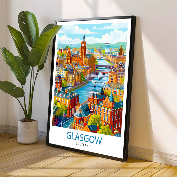 Glasgow Scotland Travel Print Wall Decor Wall Art Glasgow Wall Hanging Home Décor Glasgow Gift Art Lovers Scotland Art Lover Gift Print Art