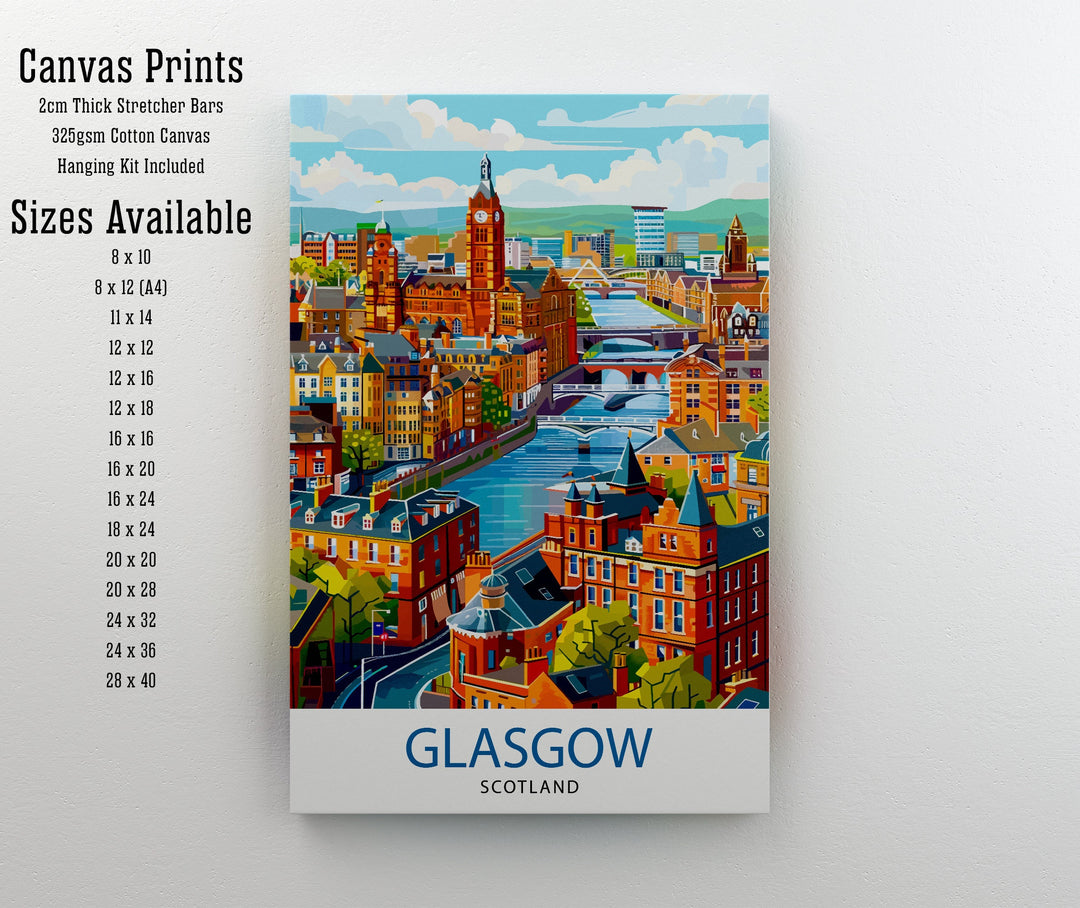 Glasgow Scotland Travel Print Wall Decor Wall Art Glasgow Wall Hanging Home Décor Glasgow Gift Art Lovers Scotland Art Lover Gift Print Art