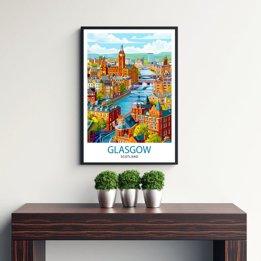 Glasgow Scotland Travel Print Wall Decor Wall Art Glasgow Wall Hanging Home Décor Glasgow Gift Art Lovers Scotland Art Lover Gift Print Art