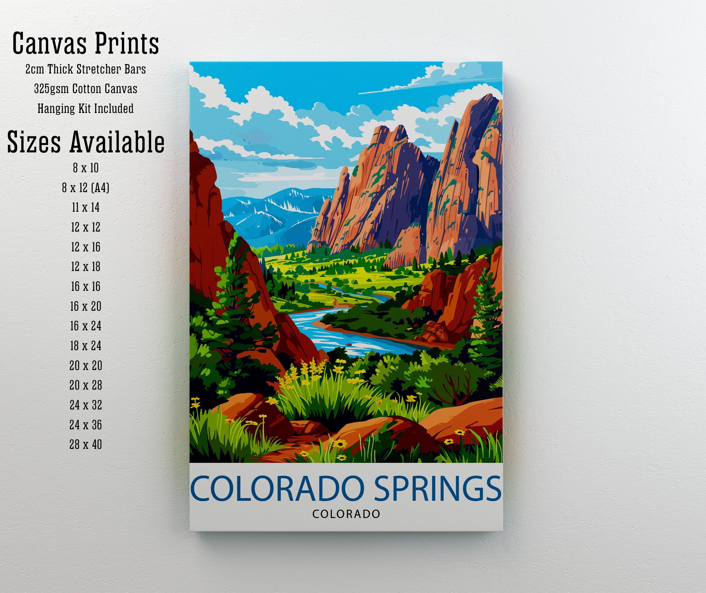 Colorado Springs Colorado Travel Print Wall Decor Wall Art Colorado Springs Wall Hanging Home Décor Colorado Springs Gift Art Lovers