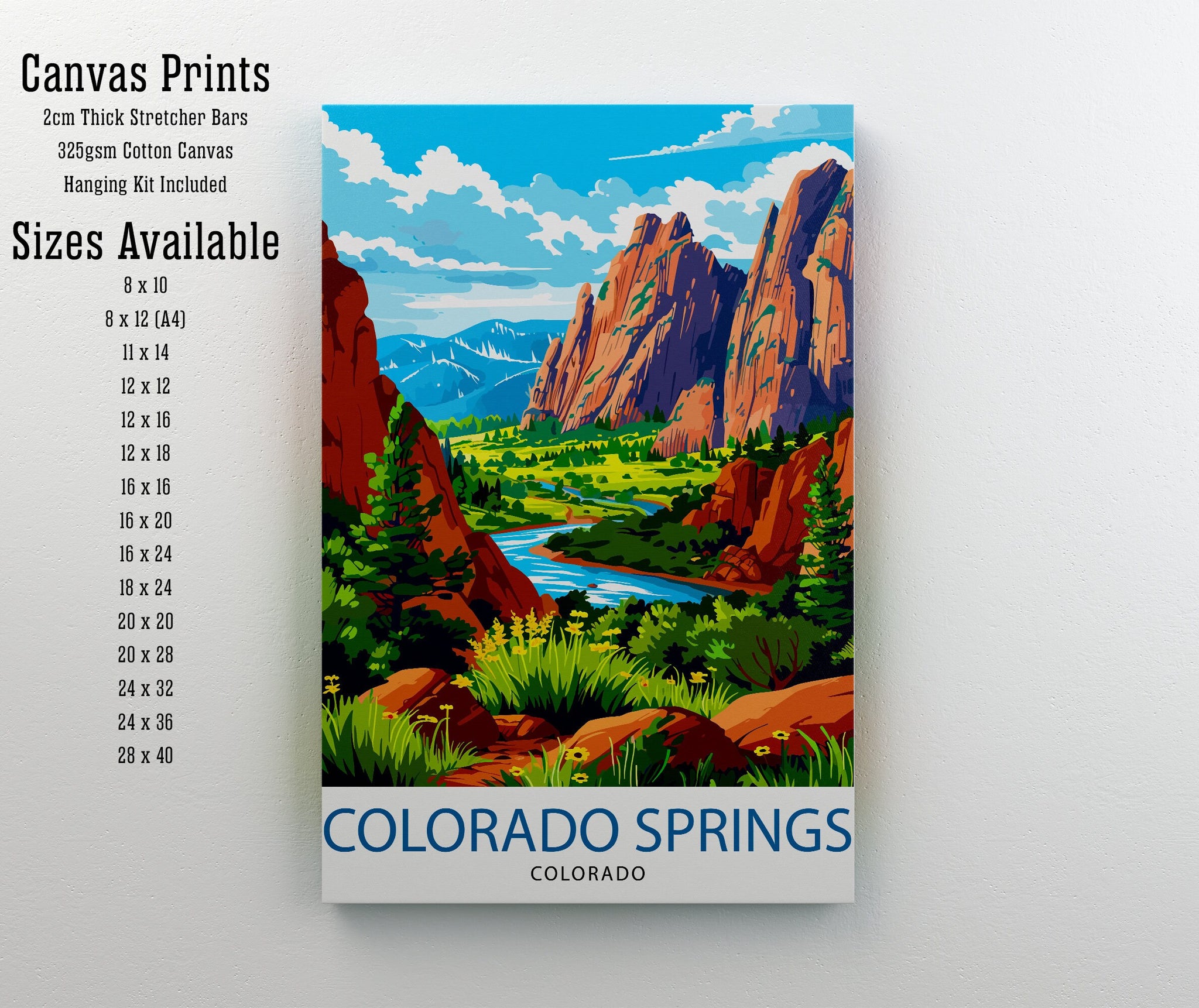 Colorado Springs Colorado Travel Print Wall Decor Wall Art Colorado Springs Wall Hanging Home Décor Colorado Springs Gift Art Lovers