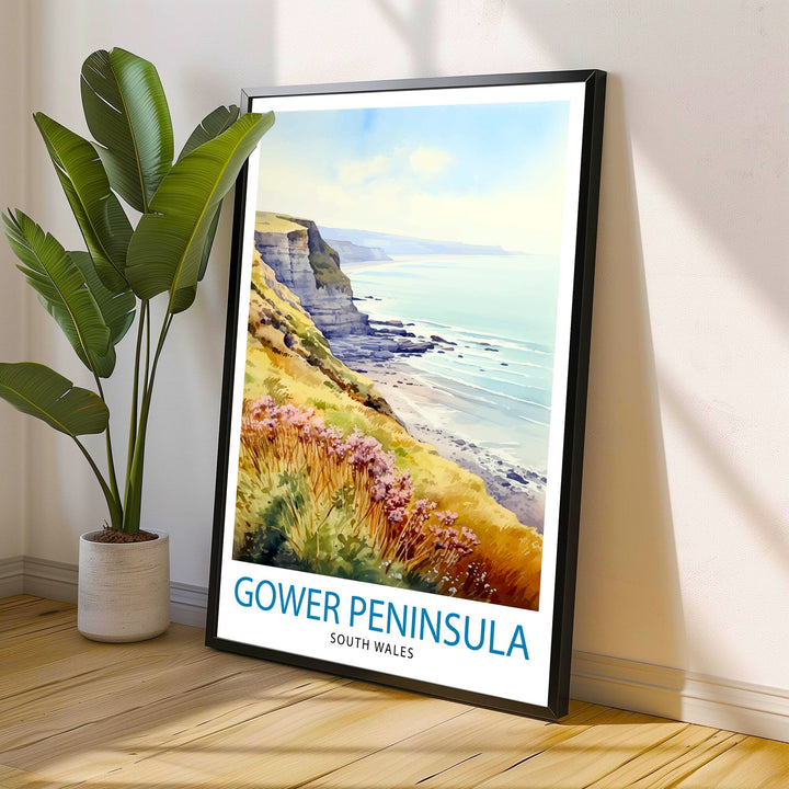 Gower Peninsula Wales Travel Print Wall Decor Wall Art Gower Peninsula Wall Hanging Home Décor Gower Peninsula Gift Art Lovers Wales Art