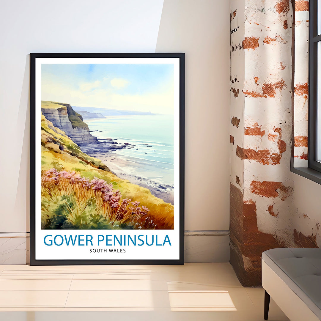 Gower Peninsula Wales Travel Poster