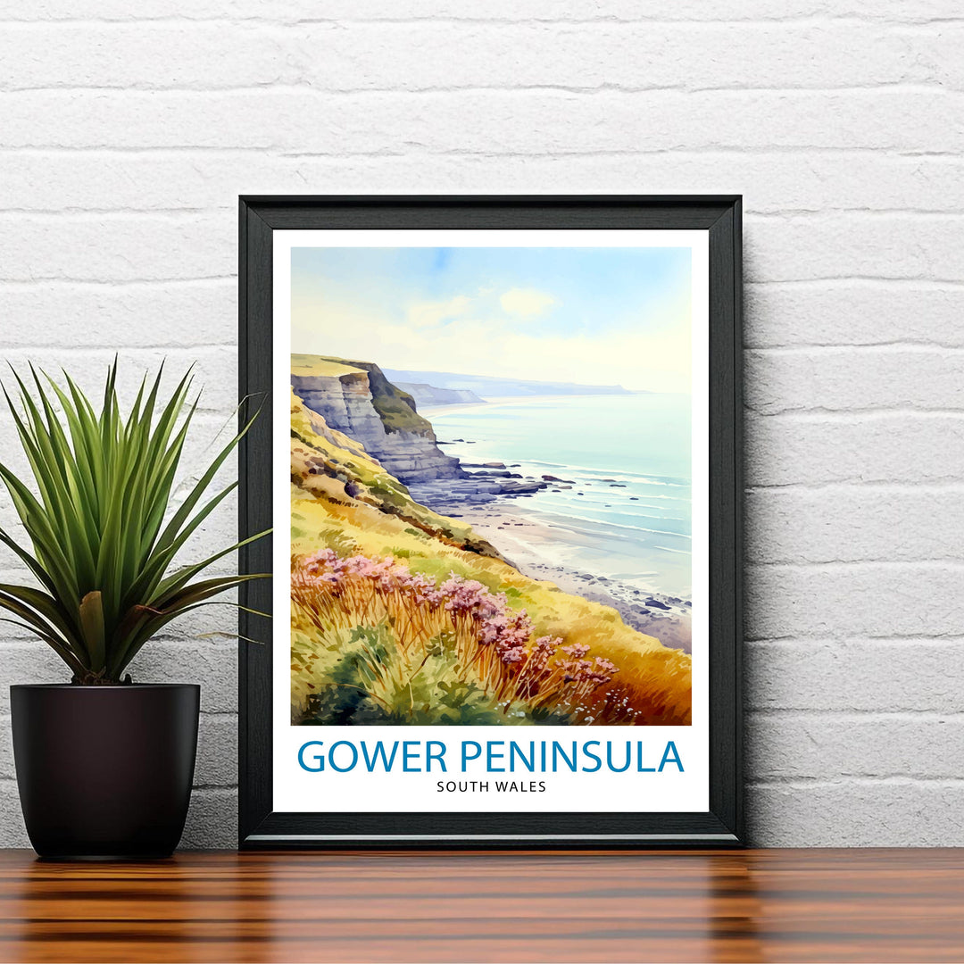 Gower Peninsula Wales Travel Poster