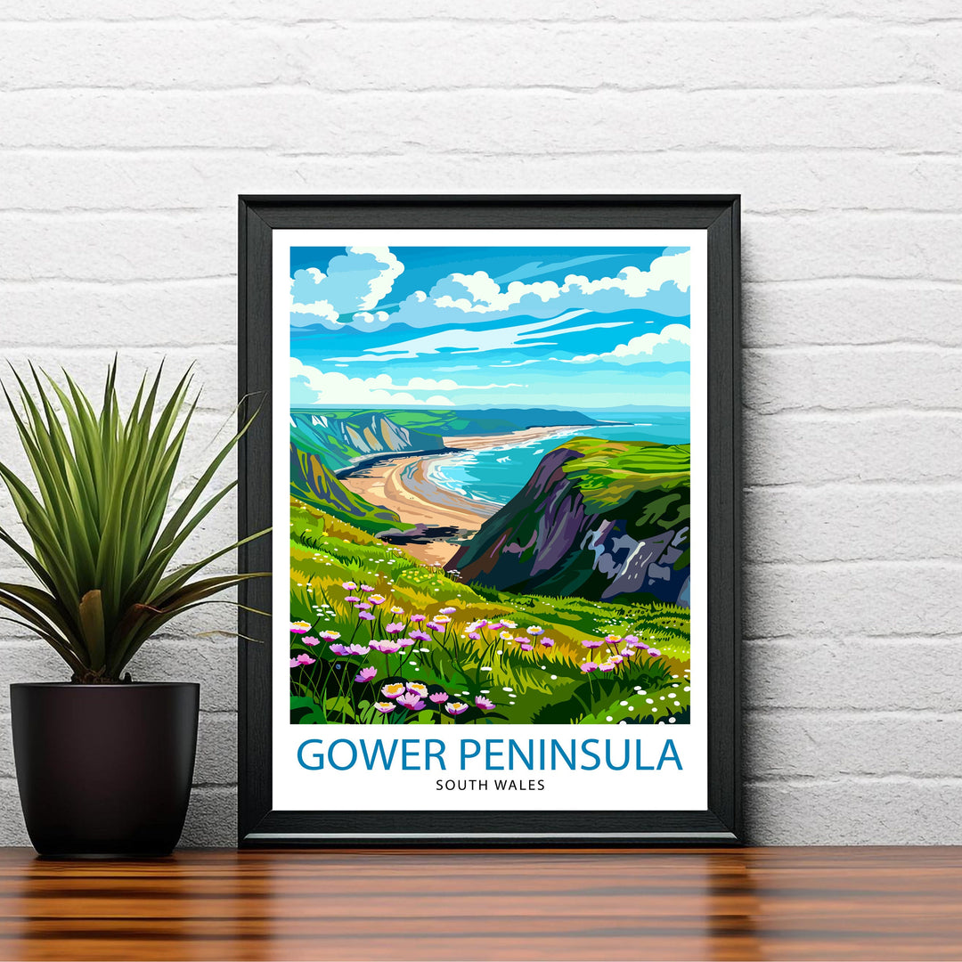 Gower Peninsula Wales Travel Poster