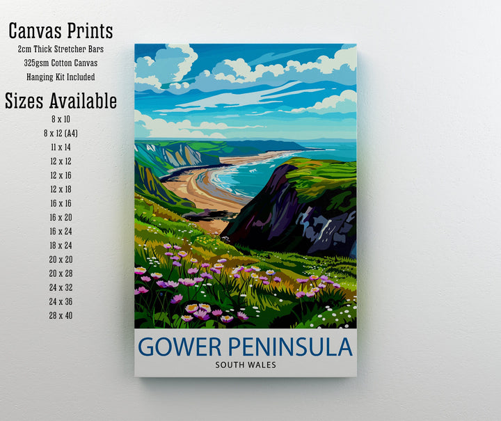 Gower Peninsula Wales Travel Print Wall Decor Wall Art Gower Peninsula Wall Hanging Home Décor Gower Peninsula Gift Art Lovers Wales Art