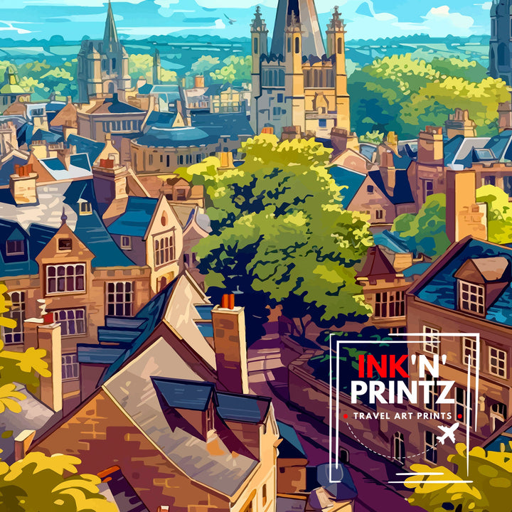 Oxford England Travel Poster