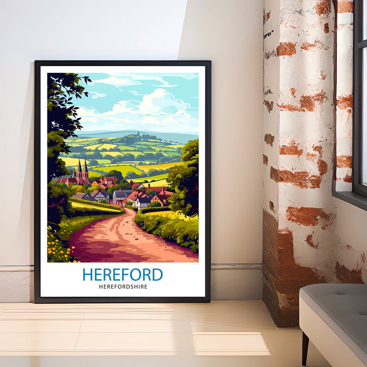 Hereford Herefordshire Travel Print Wall Decor Wall Art Hereford Wall Hanging Home Décor Hereford Gift Art Lovers England Art Lover