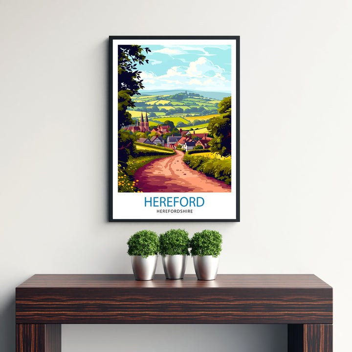 Hereford Herefordshire Travel Print Wall Decor Wall Art Hereford Wall Hanging Home Décor Hereford Gift Art Lovers England Art Lover