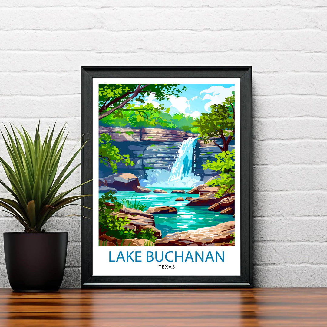 Lake Buchanan Texas Travel Print Wall Decor Wall Art Lake Buchanan Wall Hanging Home Décor Lake Buchanan Gift Art Lovers Texas Art Lover