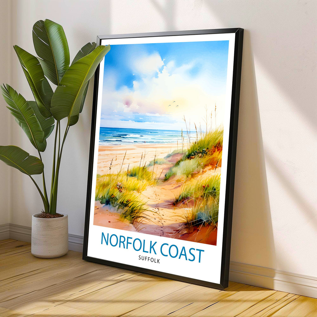 Norfolk Coast Travel Print Wall Art Norfolk Coast Wall Hanging Home Décor Norfolk Coast Gift Art Lovers UK Art Lover Gift Print Art