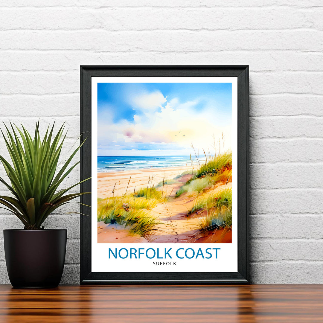 Norfolk Coast Travel Print Wall Art Norfolk Coast Wall Hanging Home Décor Norfolk Coast Gift Art Lovers UK Art Lover Gift Print Art