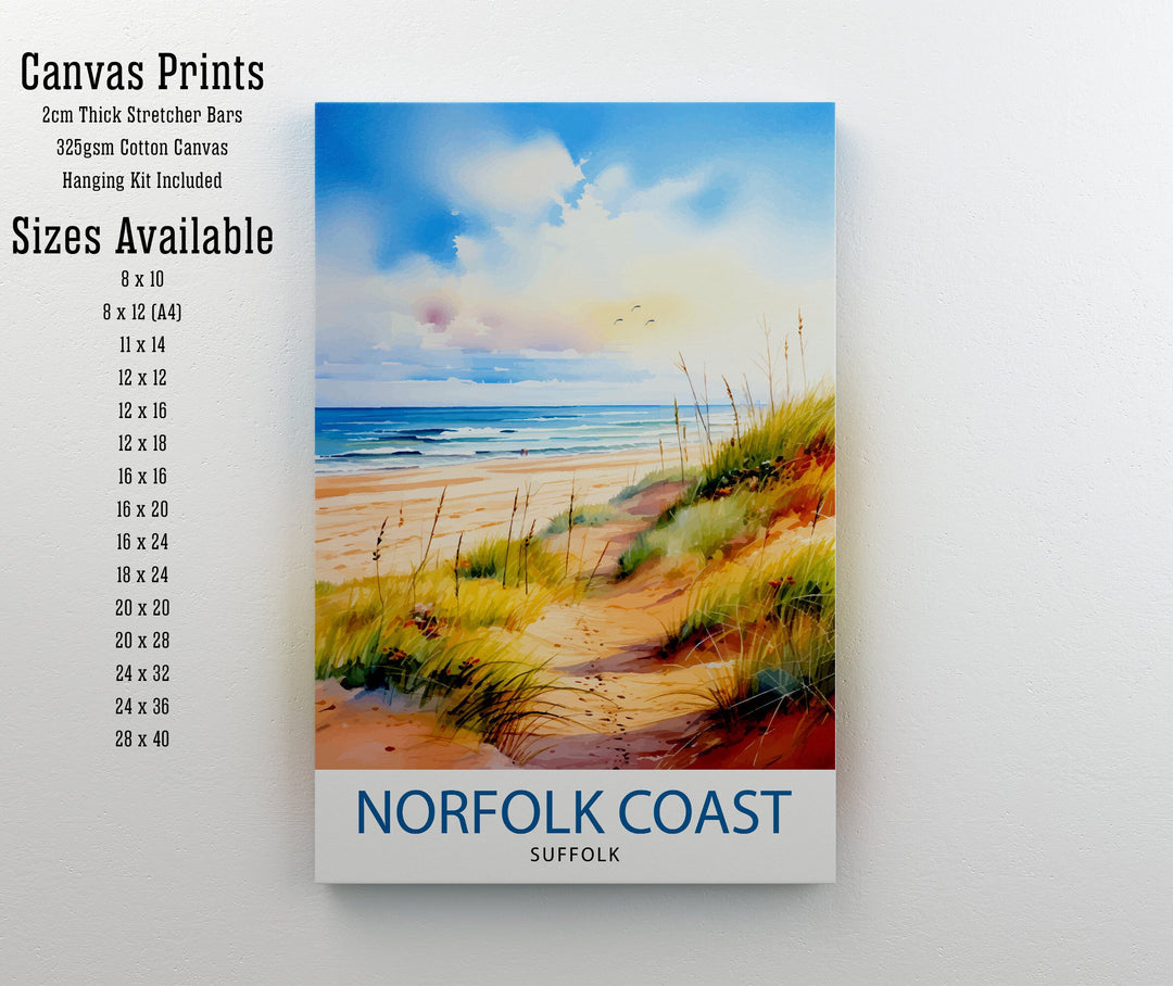 Norfolk Coast Travel Poster Wall Art Norfolk Coast Wall Hanging Home Décor Norfolk Coast Gift Art Lovers UK Art Lover Gift Poster Art