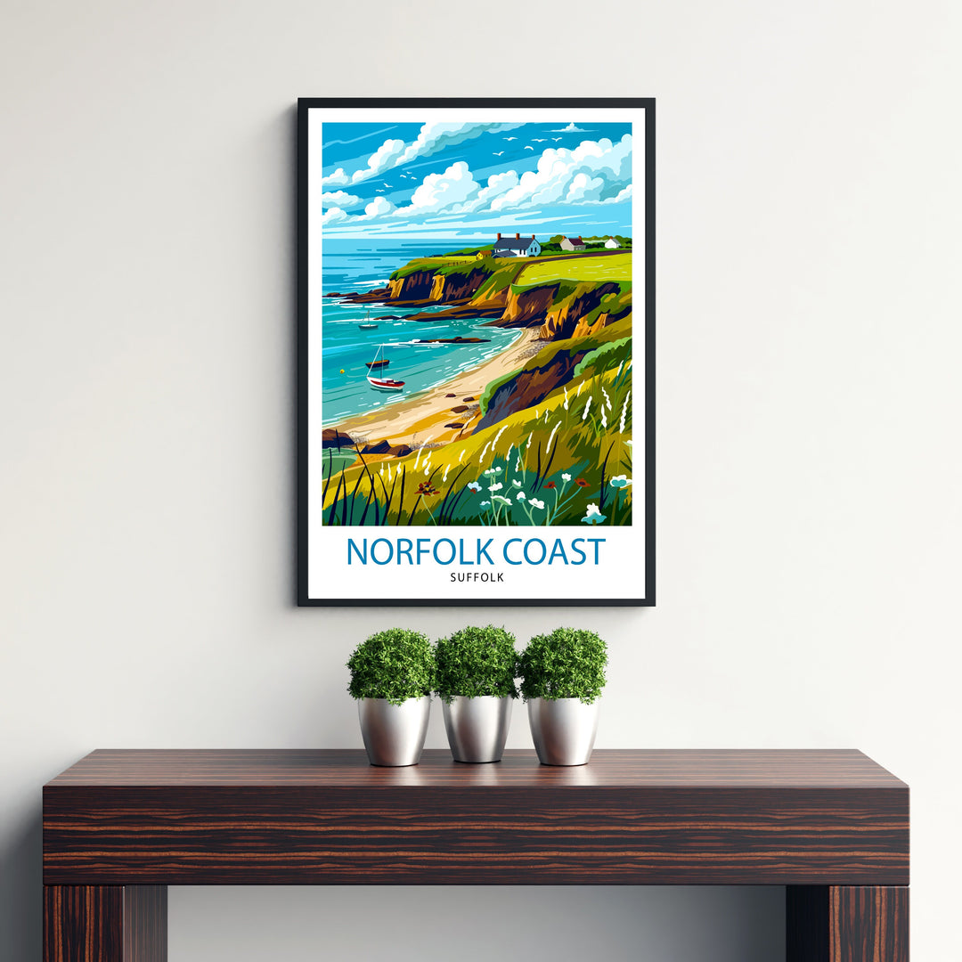 Norfolk Coast Travel Poster Wall Art Norfolk Coast Wall Hanging Home Décor Norfolk Coast Gift Art Lovers UK Art Lover Gift Poster Art