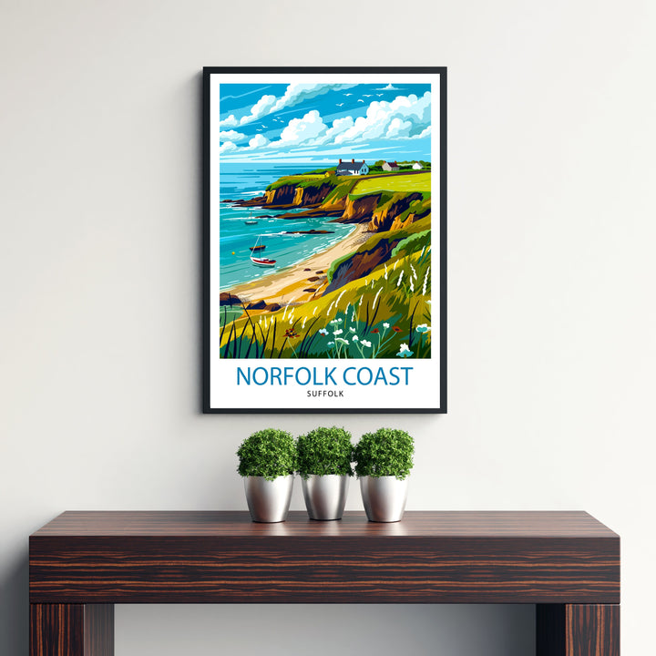 Norfolk Coast Travel Print Wall Art Norfolk Coast Wall Hanging Home Décor Norfolk Coast Gift Art Lovers UK Art Lover Gift Print Art