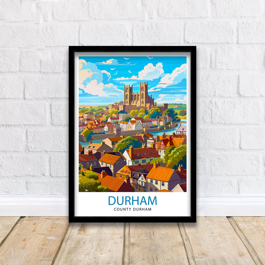 Durham England Travel Print Wall Decor Wall Art Durham Wall Hanging Home Décor Durham Gift Art Lovers UK Art Lover Gift Print Art