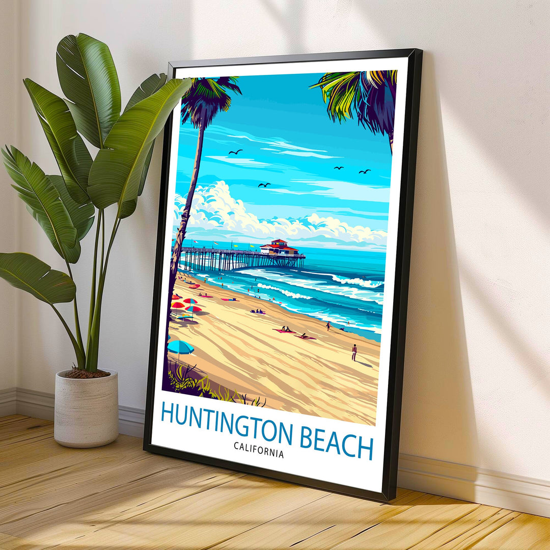 Huntington Beach California Travel Print Wall Decor Wall Art Huntington Beach Wall Hanging Home Décor Huntington Beach Gift Art