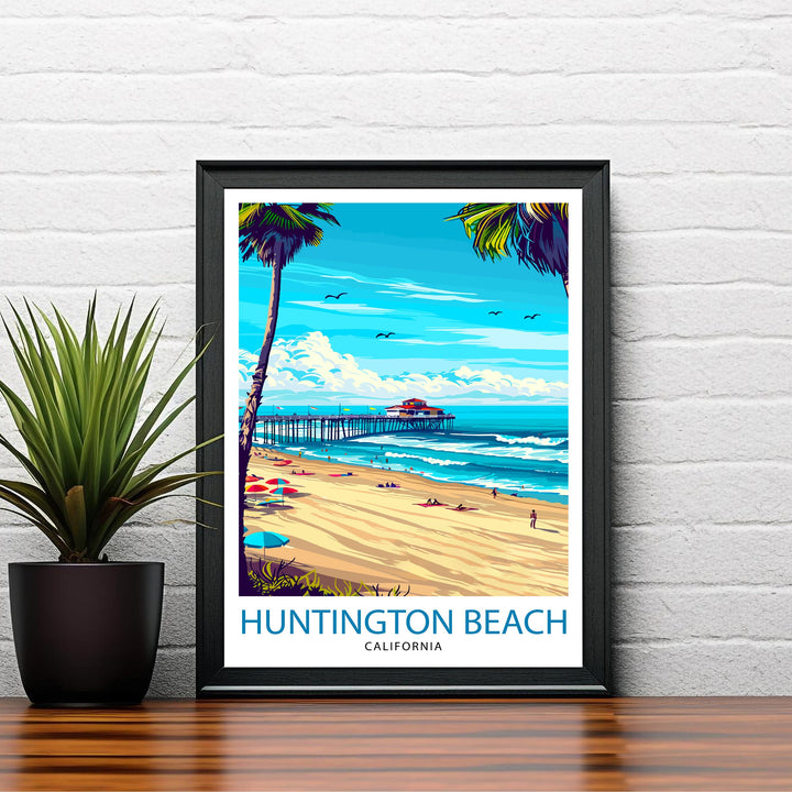 Huntington Beach California Travel Print Wall Decor Wall Art Huntington Beach Wall Hanging Home Décor Huntington Beach Gift Art