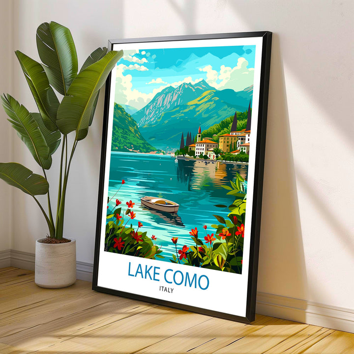 Lake Como Italy Travel Print Wall Decor Home Living Decor Italy Illustration Travel Poster Gift For Italy Home Decor