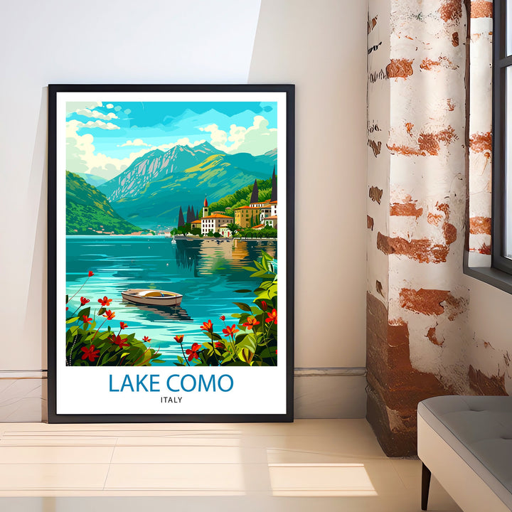 Lake Como Italy Travel Print Wall Decor Home Living Decor Italy Illustration Travel Poster Gift For Italy Home Decor