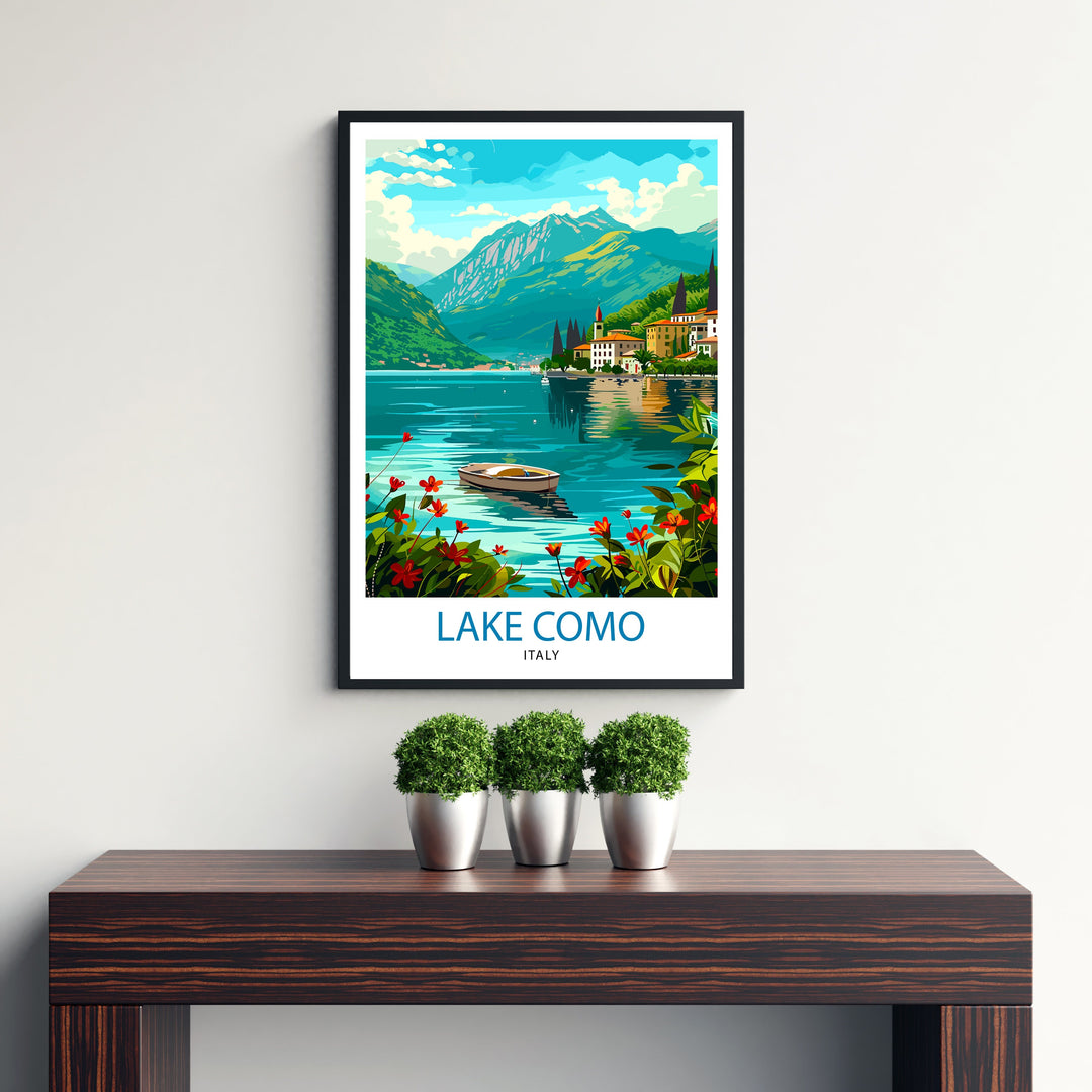 Lake Como Italy Travel Print Wall Decor Home Living Decor Italy Illustration Travel Poster Gift For Italy Home Decor