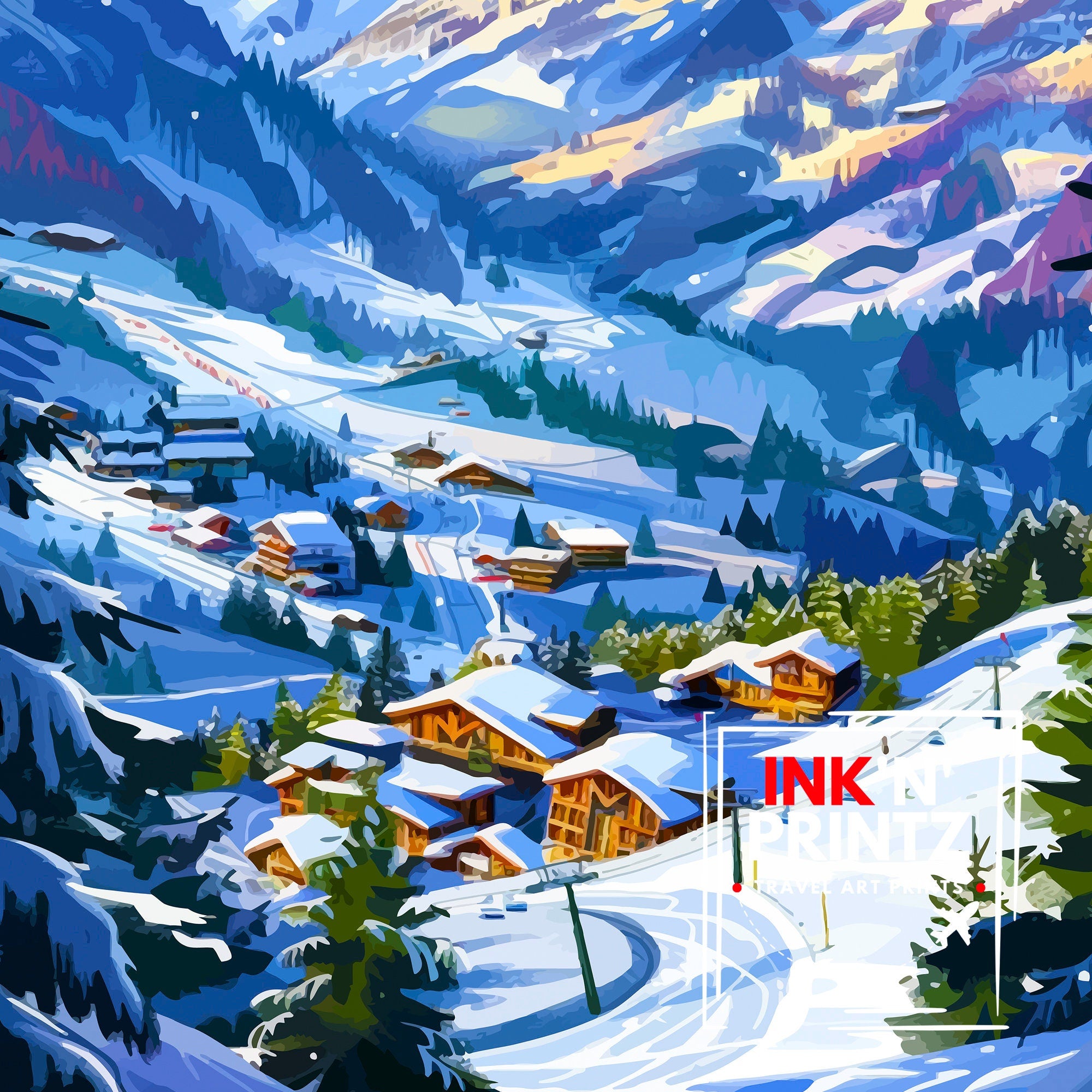 Portes du Soleil France Switzerland Travel Poster