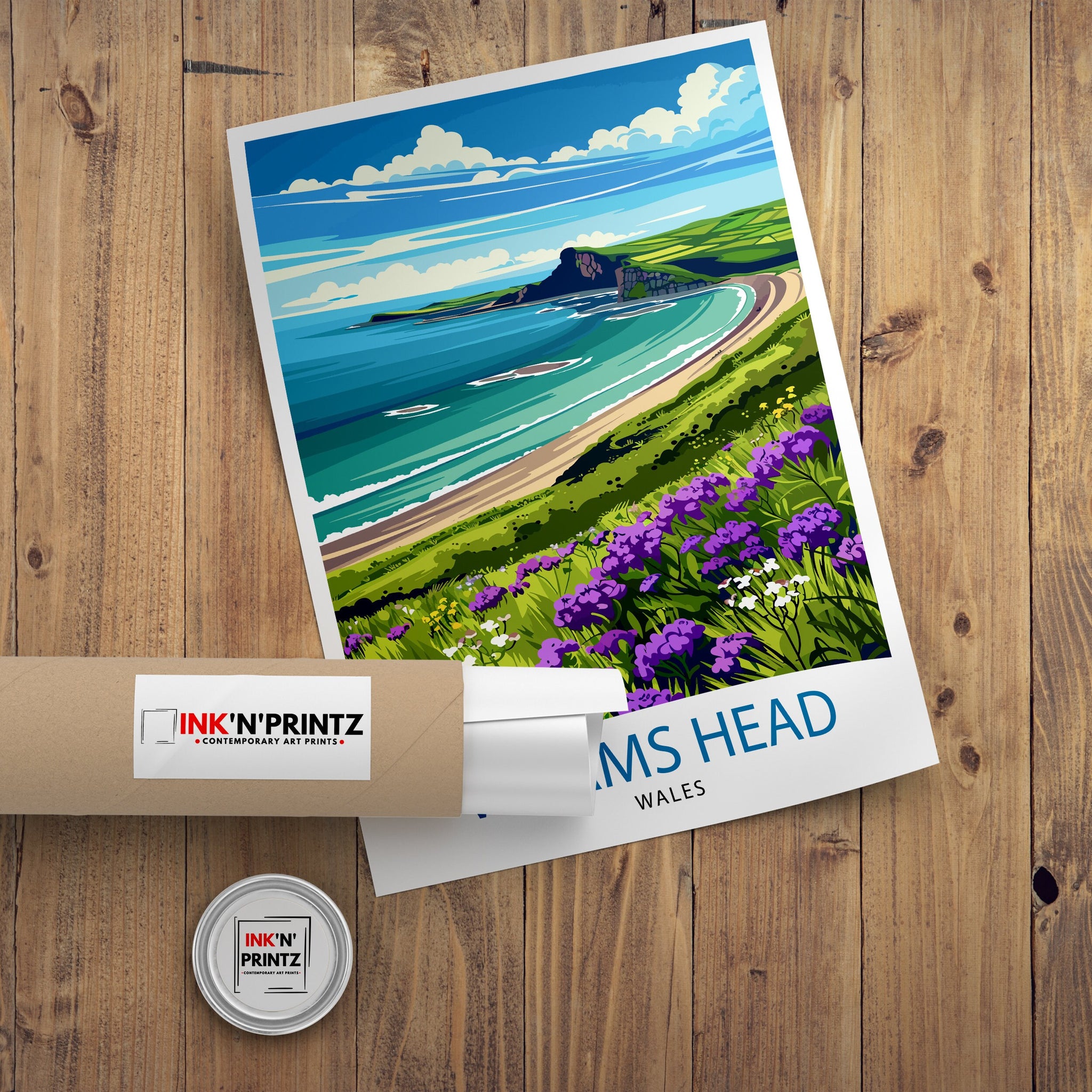 Worms Head Wales Travel Poster