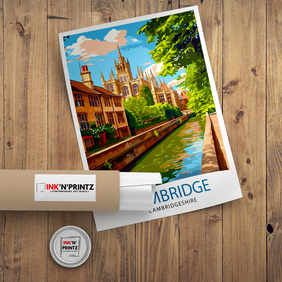 Cambridge England Travel Poster