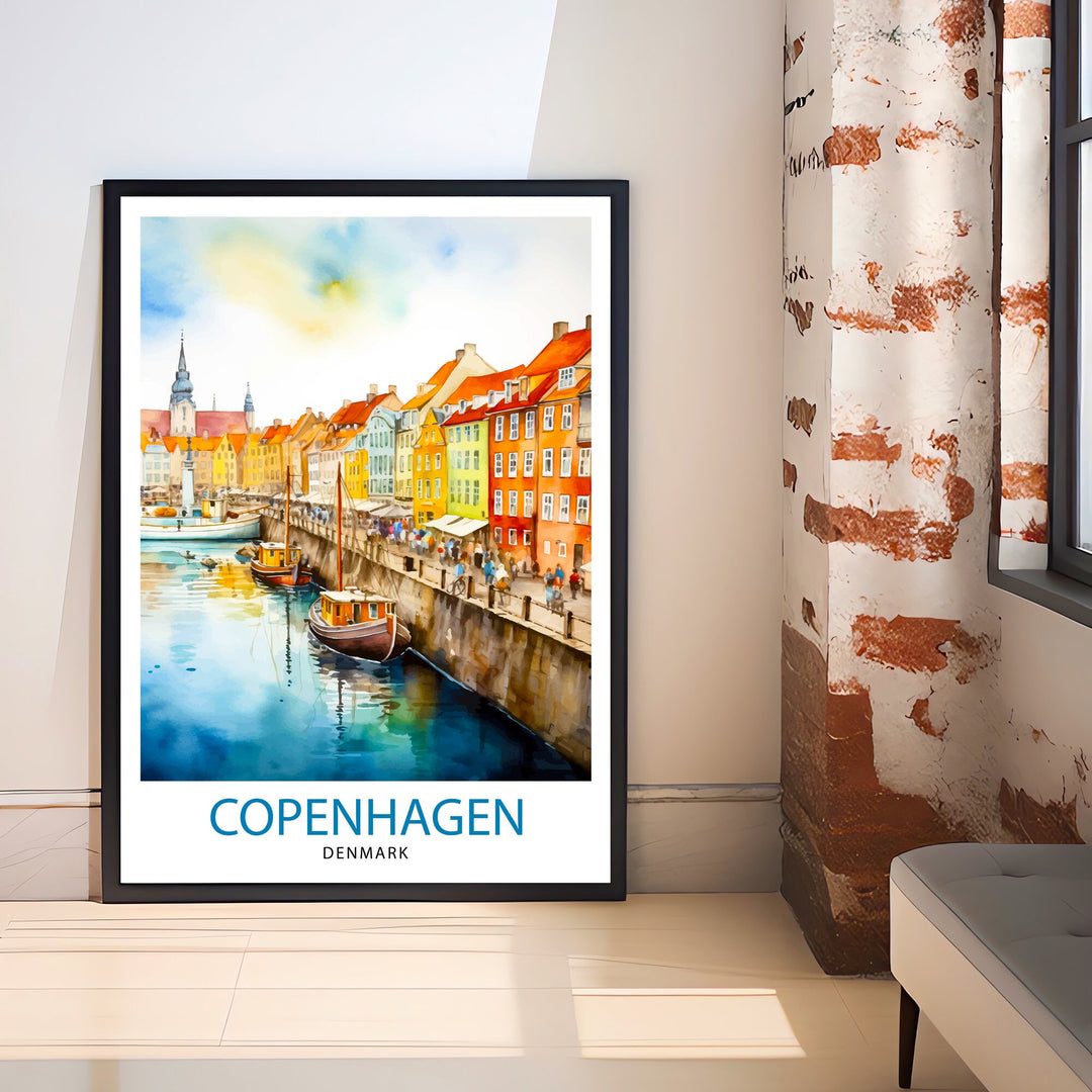 Copenhagen Denmark Travel Print Wall Decor Wall Art Copenhagen Wall Hanging Home Décor Copenhagen Gift Art Lovers Denmark Art Lover Gift