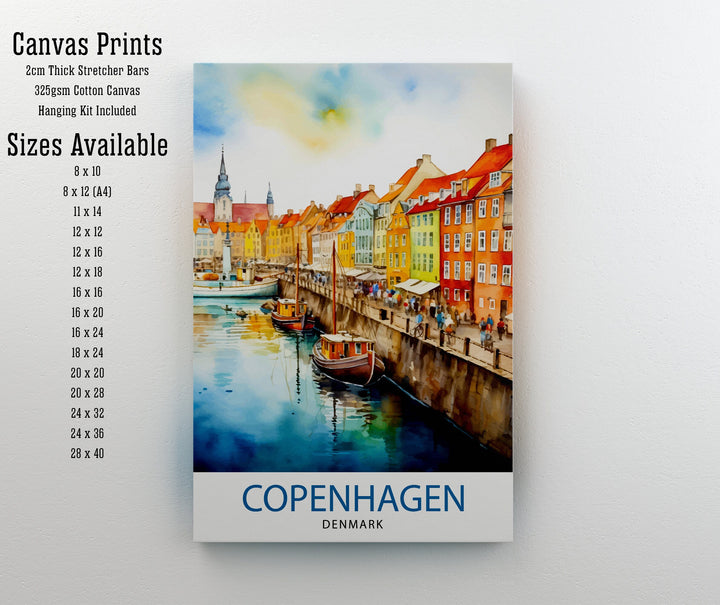 Copenhagen Denmark Travel Print Wall Decor Wall Art Copenhagen Wall Hanging Home Décor Copenhagen Gift Art Lovers Denmark Art Lover Gift