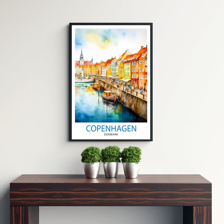 Copenhagen Denmark Travel Print Wall Decor Wall Art Copenhagen Wall Hanging Home Décor Copenhagen Gift Art Lovers Denmark Art Lover Gift